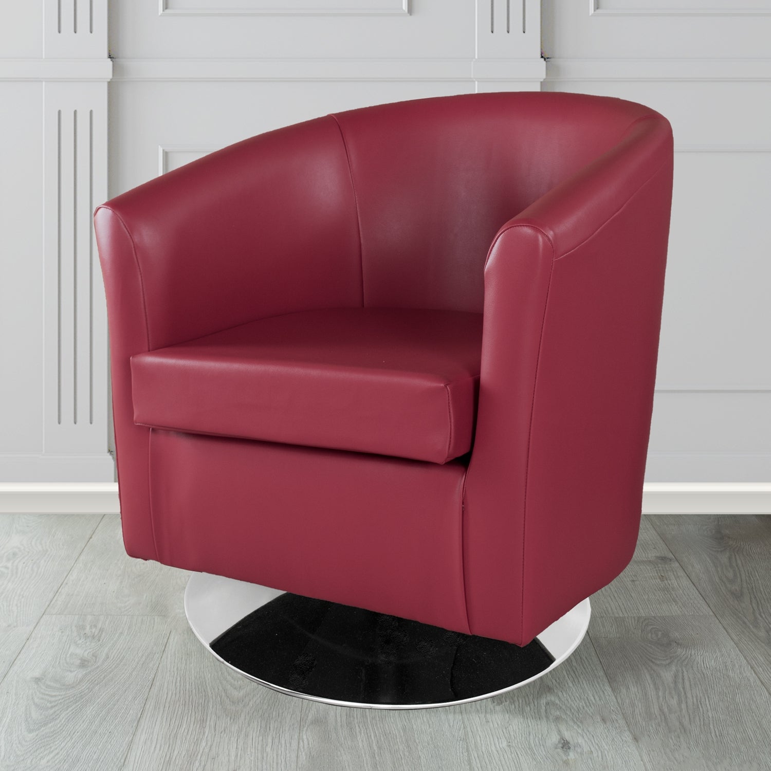 St Tropez Swivel Tub Chair in Chieftain Fabrics Just Colour Crib 5 Faux Leather