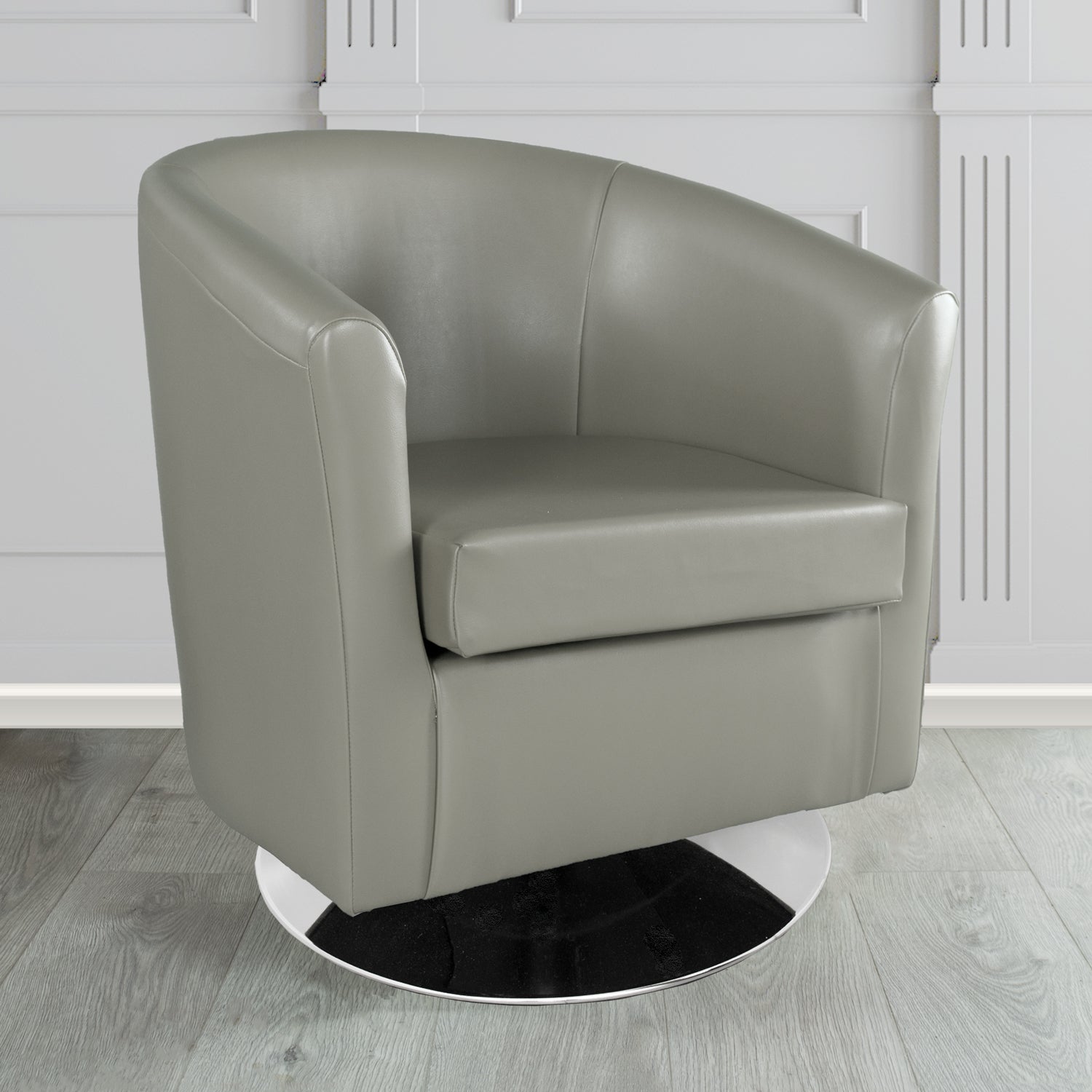 St Tropez Swivel Tub Chair in Chieftain Fabrics Just Colour Crib 5 Faux Leather