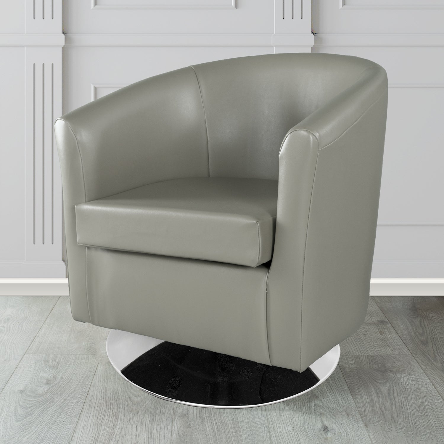 St Tropez Swivel Tub Chair in Chieftain Fabrics Just Colour Crib 5 Faux Leather