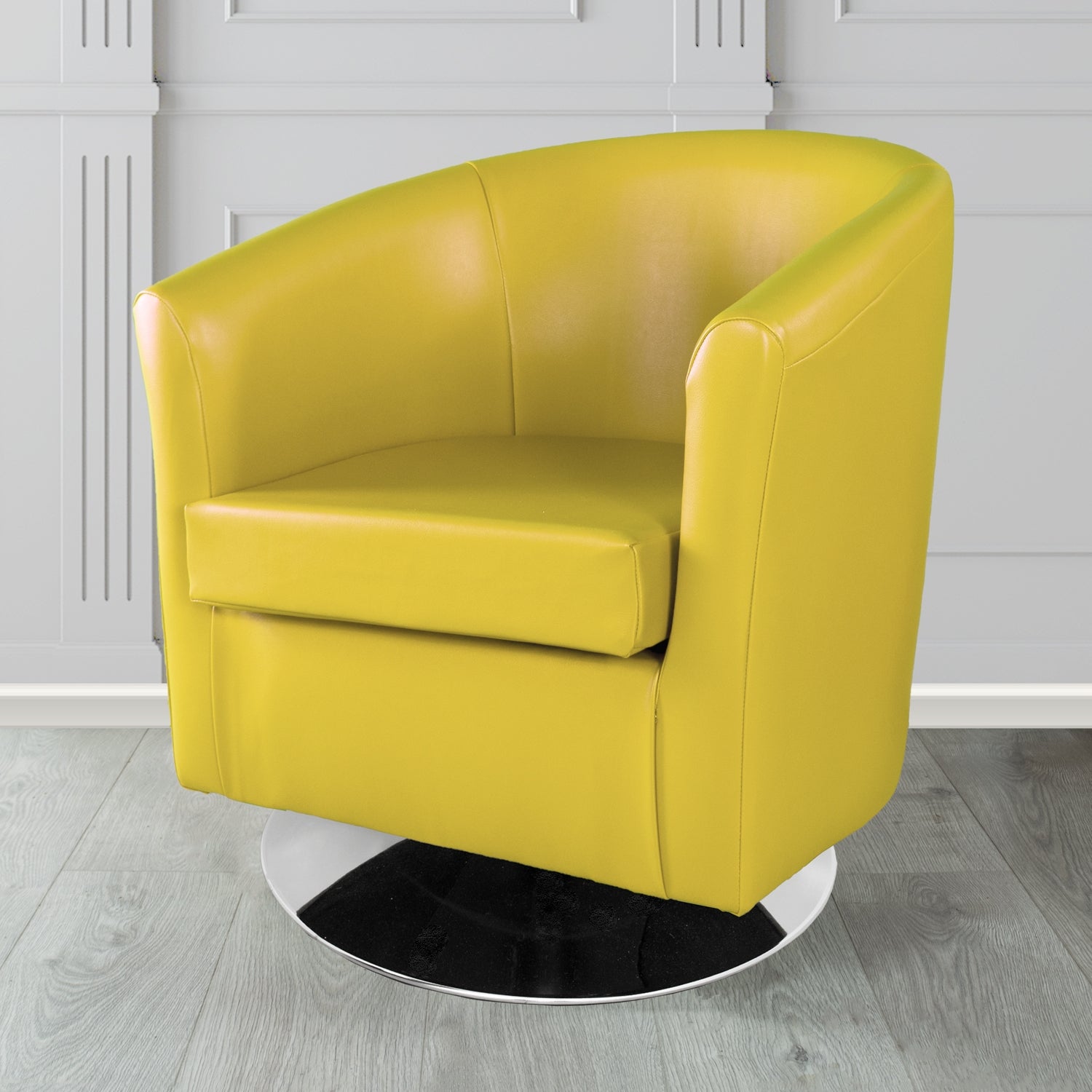 St Tropez Swivel Tub Chair in Chieftain Fabrics Just Colour Crib 5 Faux Leather