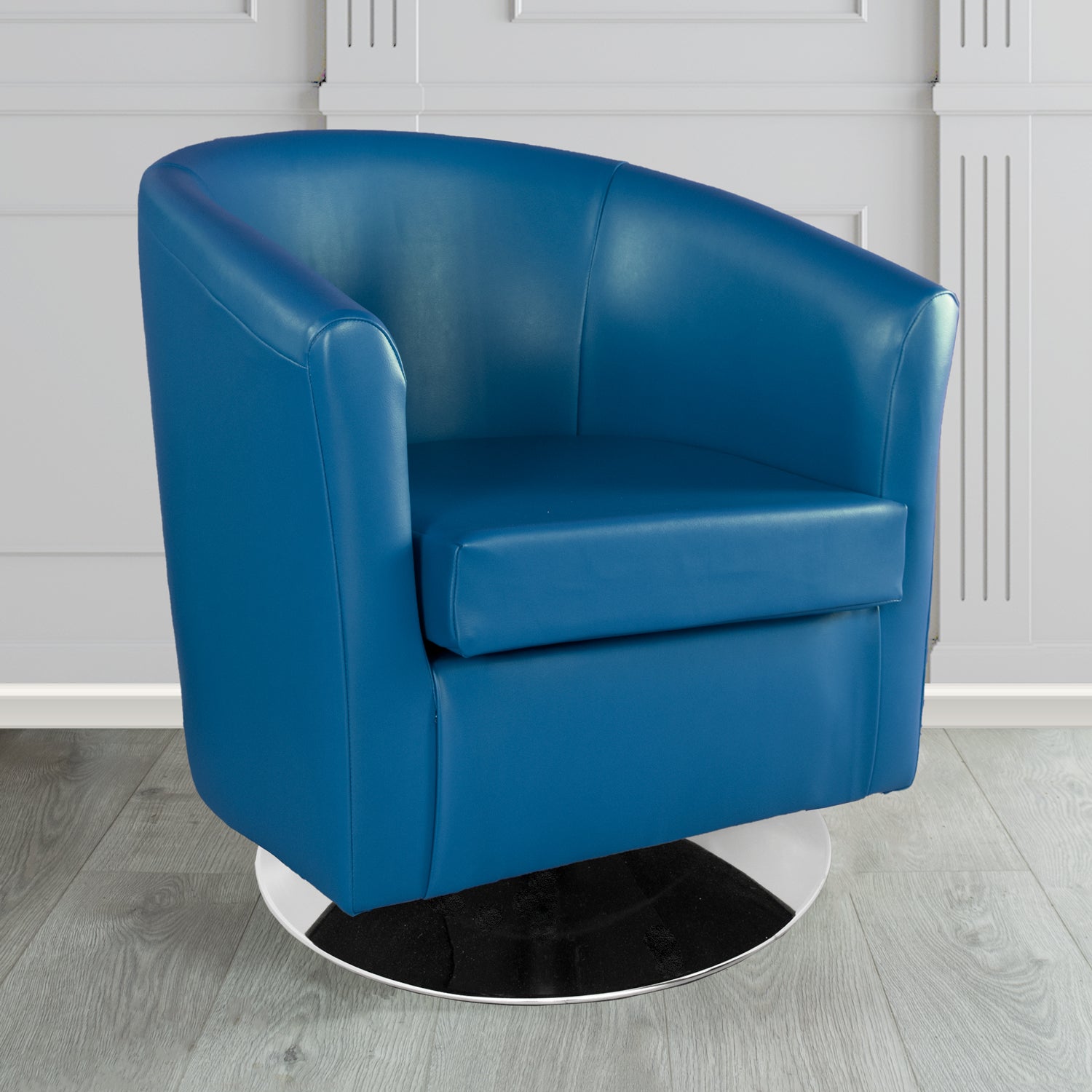 St Tropez Swivel Tub Chair in Chieftain Fabrics Just Colour Crib 5 Faux Leather