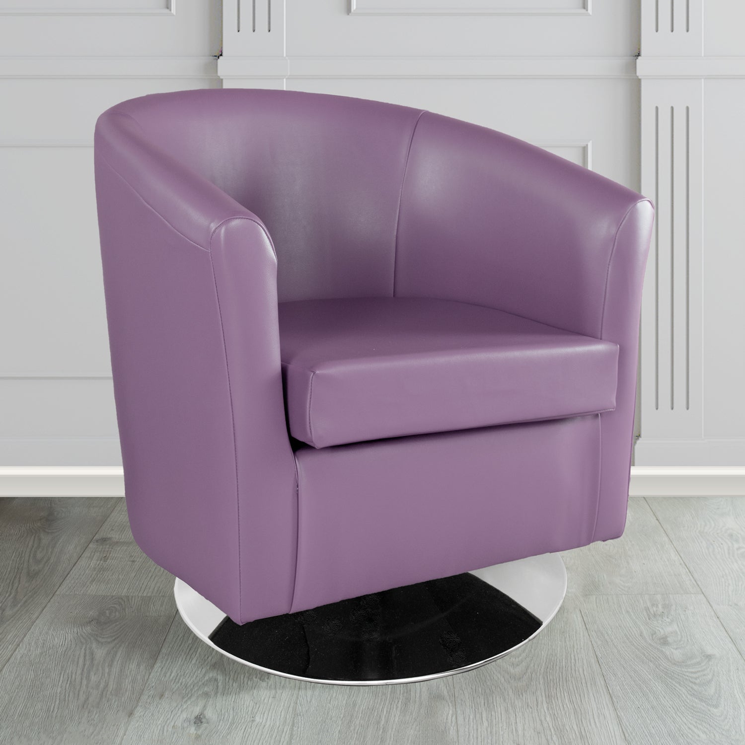 St Tropez Swivel Tub Chair in Chieftain Fabrics Just Colour Crib 5 Faux Leather