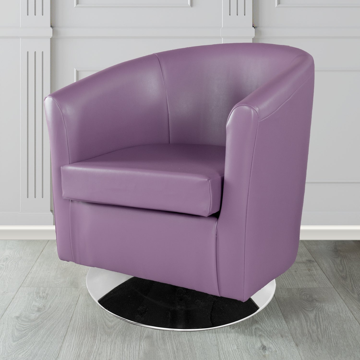 St Tropez Swivel Tub Chair in Chieftain Fabrics Just Colour Crib 5 Faux Leather