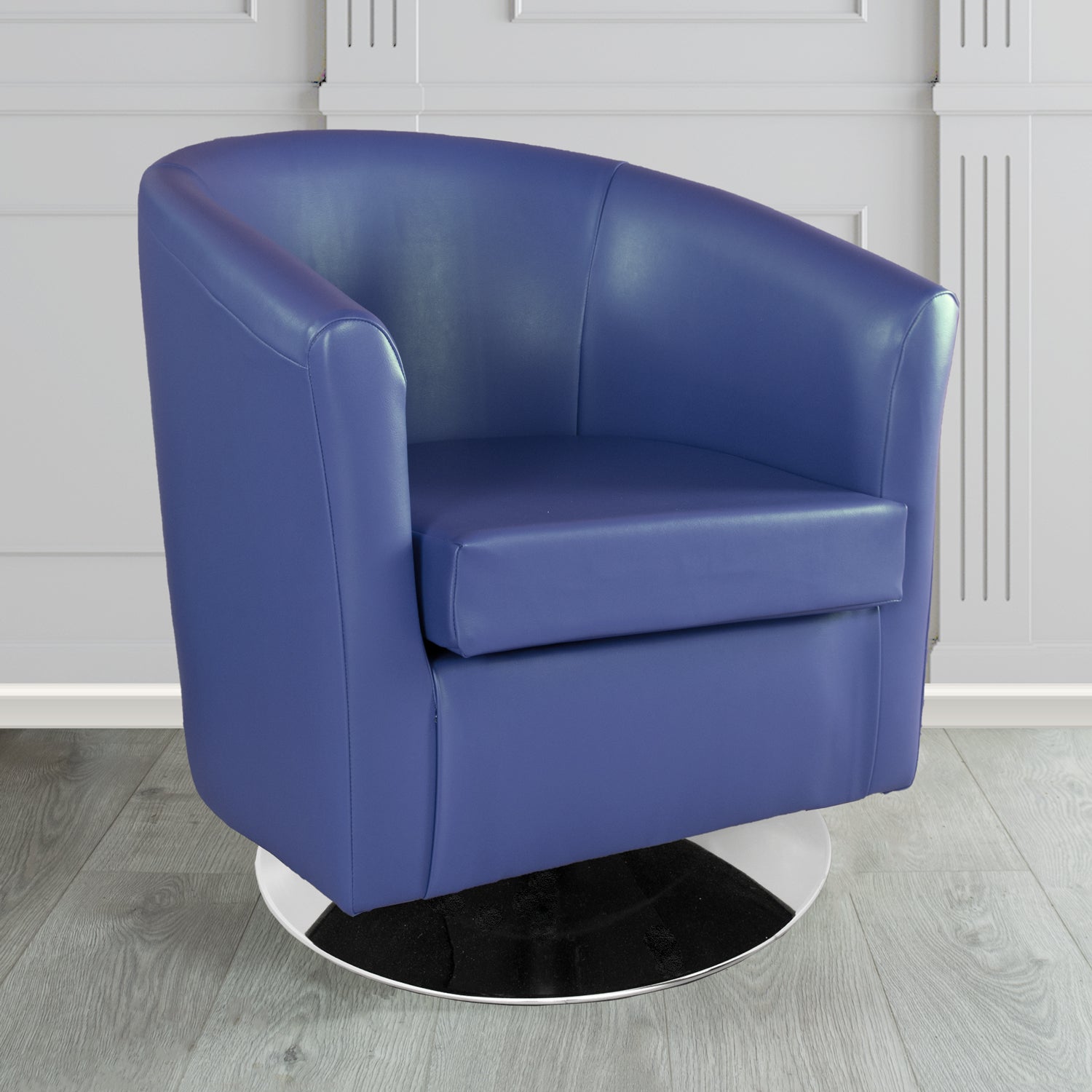 St Tropez Swivel Tub Chair in Chieftain Fabrics Just Colour Crib 5 Faux Leather