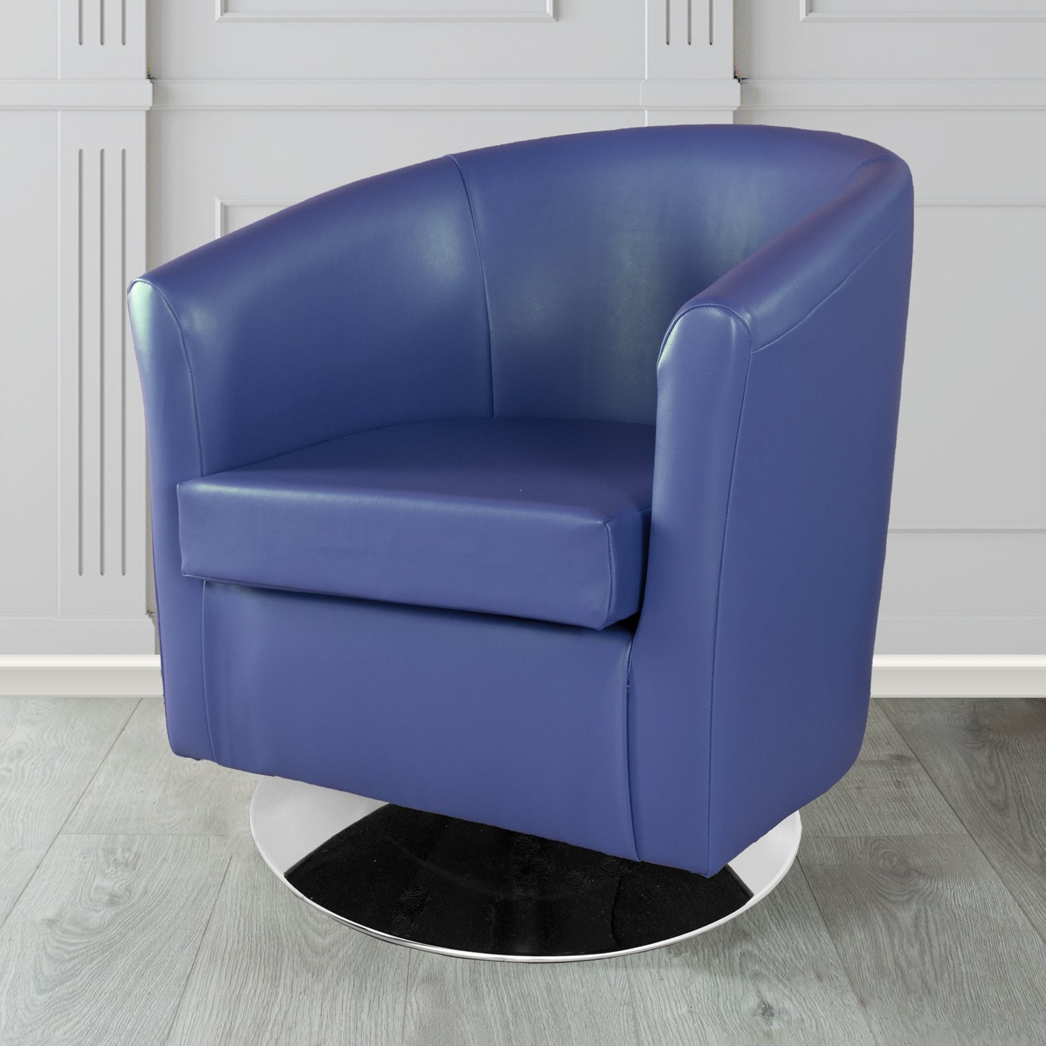 St Tropez Swivel Tub Chair in Chieftain Fabrics Just Colour Crib 5 Faux Leather