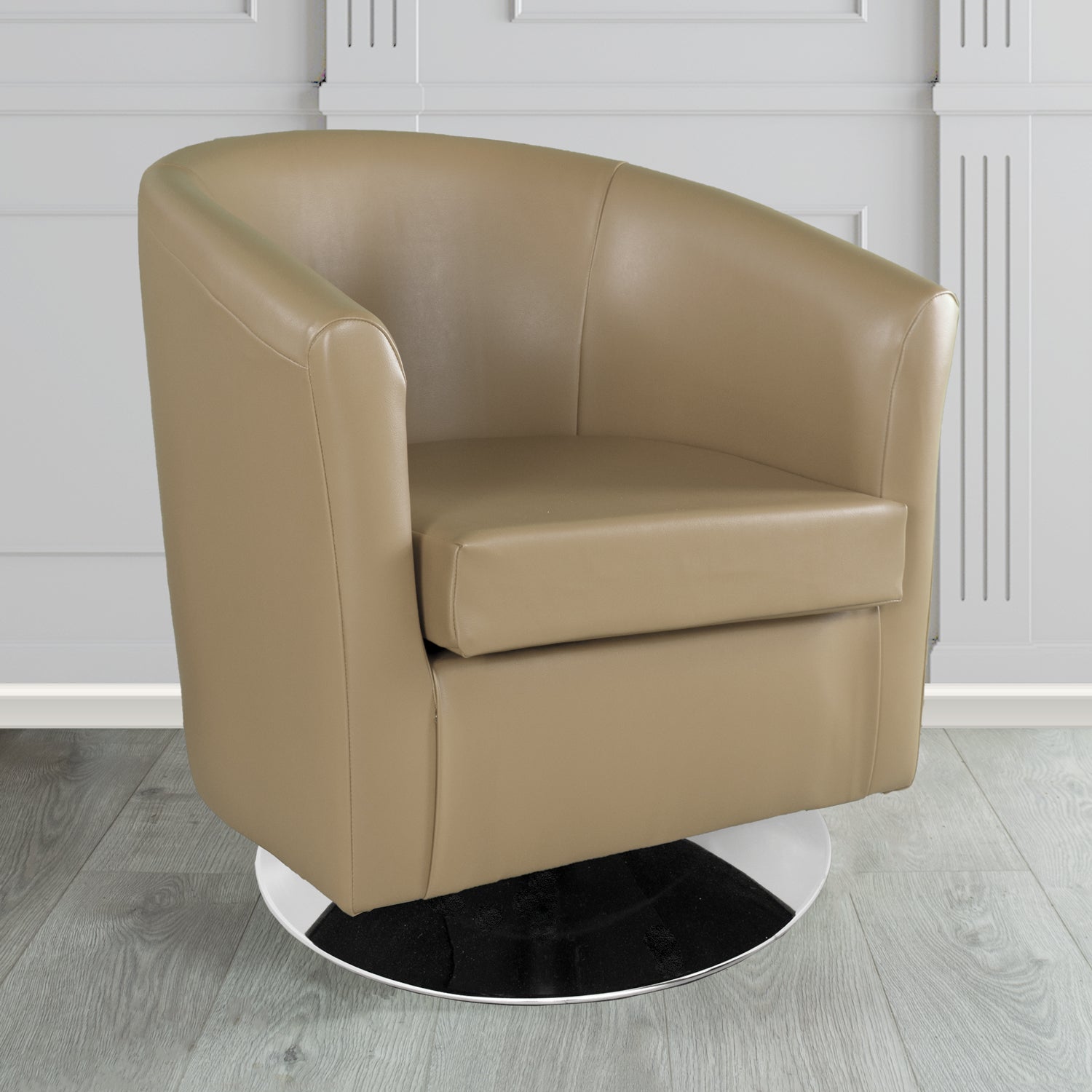 St Tropez Swivel Tub Chair in Chieftain Fabrics Just Colour Crib 5 Faux Leather