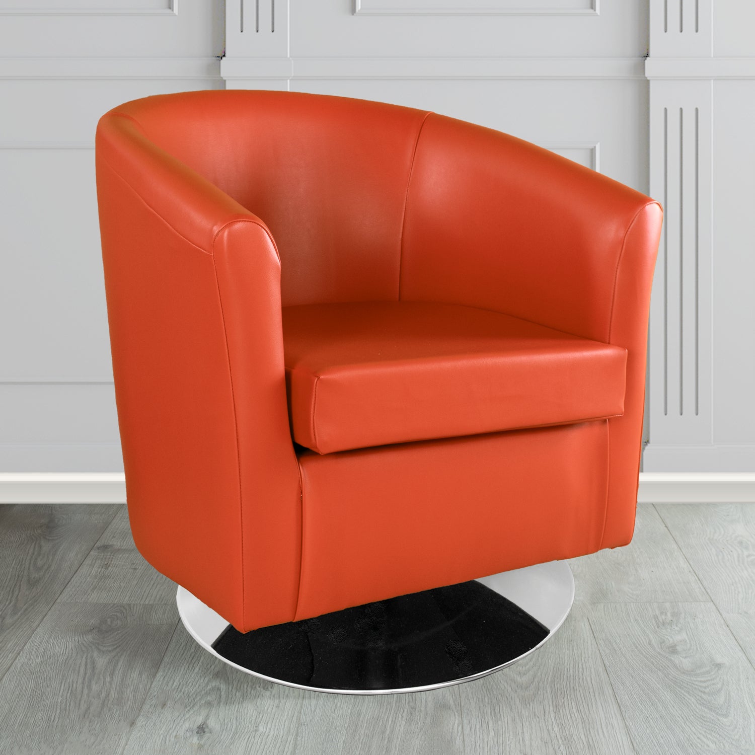 St Tropez Swivel Tub Chair in Chieftain Fabrics Just Colour Crib 5 Faux Leather