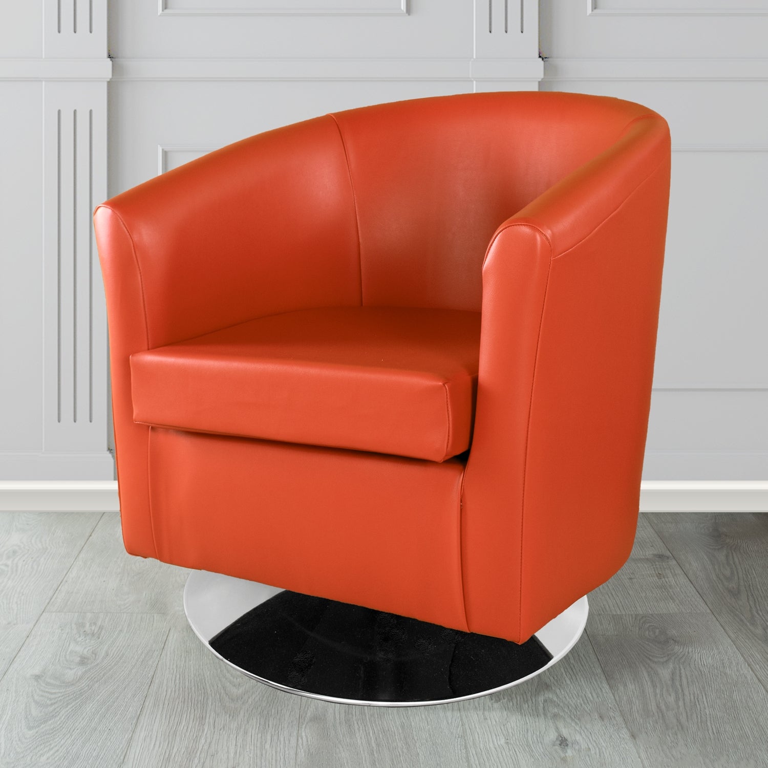 St Tropez Swivel Tub Chair in Chieftain Fabrics Just Colour Crib 5 Faux Leather