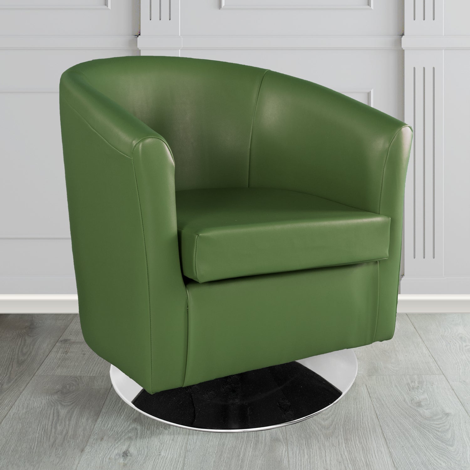 St Tropez Swivel Tub Chair in Chieftain Fabrics Just Colour Crib 5 Faux Leather