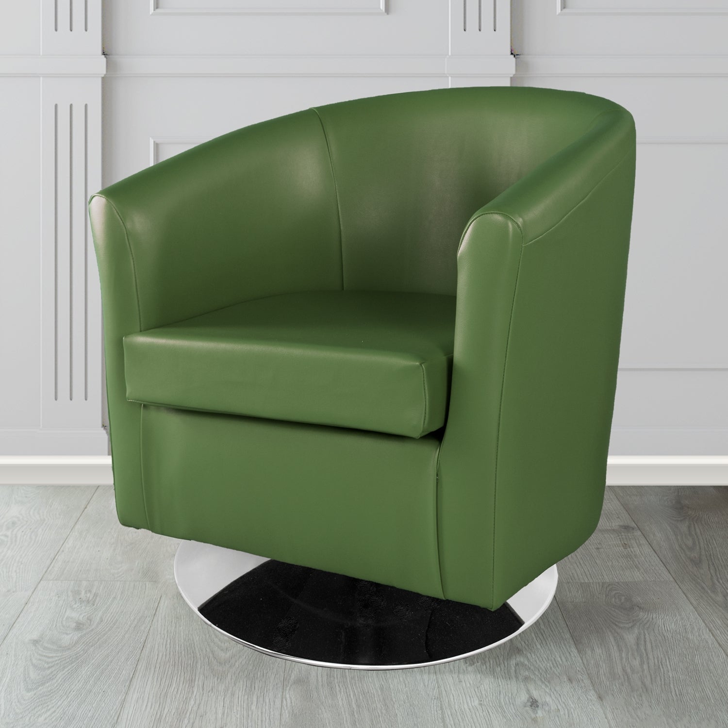 St Tropez Swivel Tub Chair in Chieftain Fabrics Just Colour Crib 5 Faux Leather