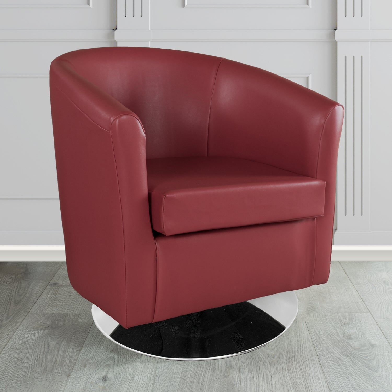 St Tropez Swivel Tub Chair in Chieftain Fabrics Just Colour Crib 5 Faux Leather