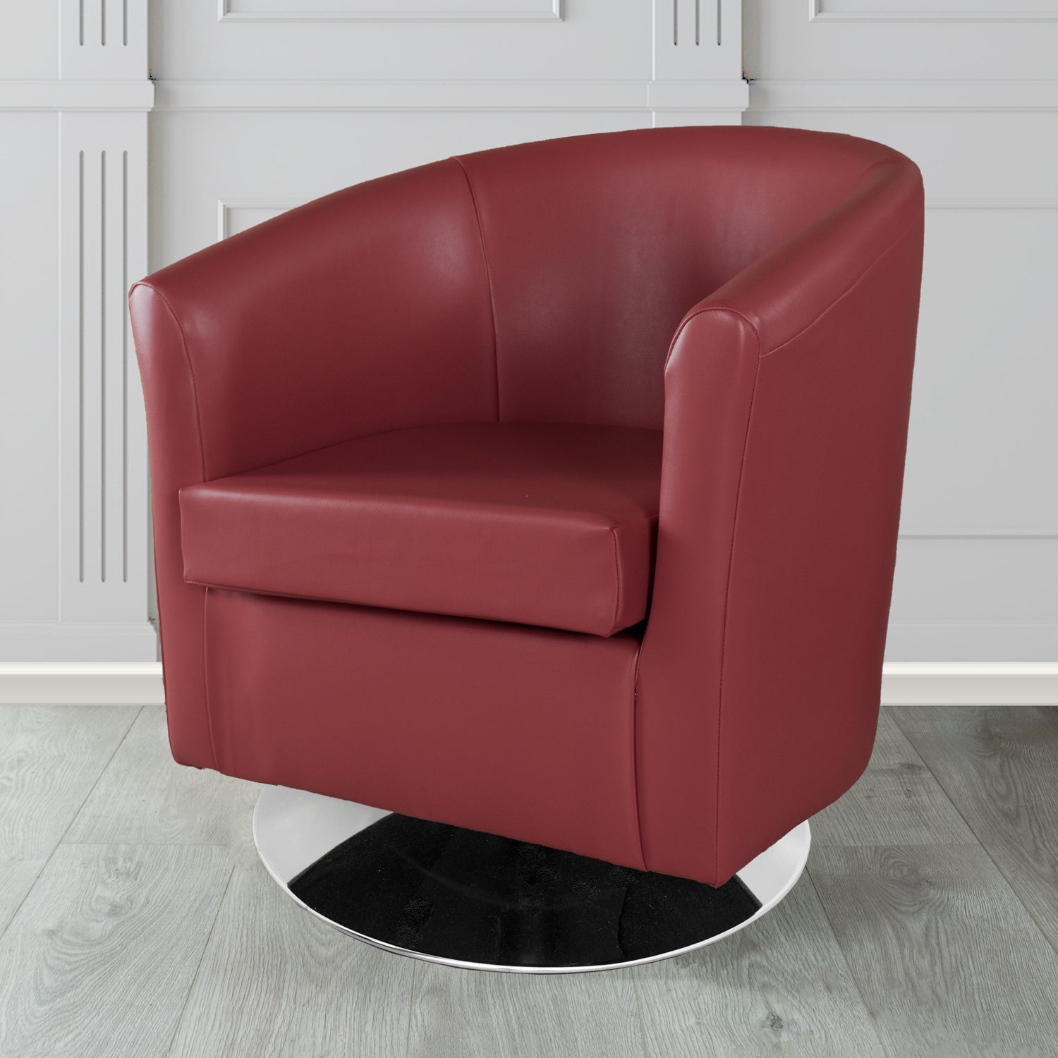 St Tropez Swivel Tub Chair in Chieftain Fabrics Just Colour Crib 5 Faux Leather