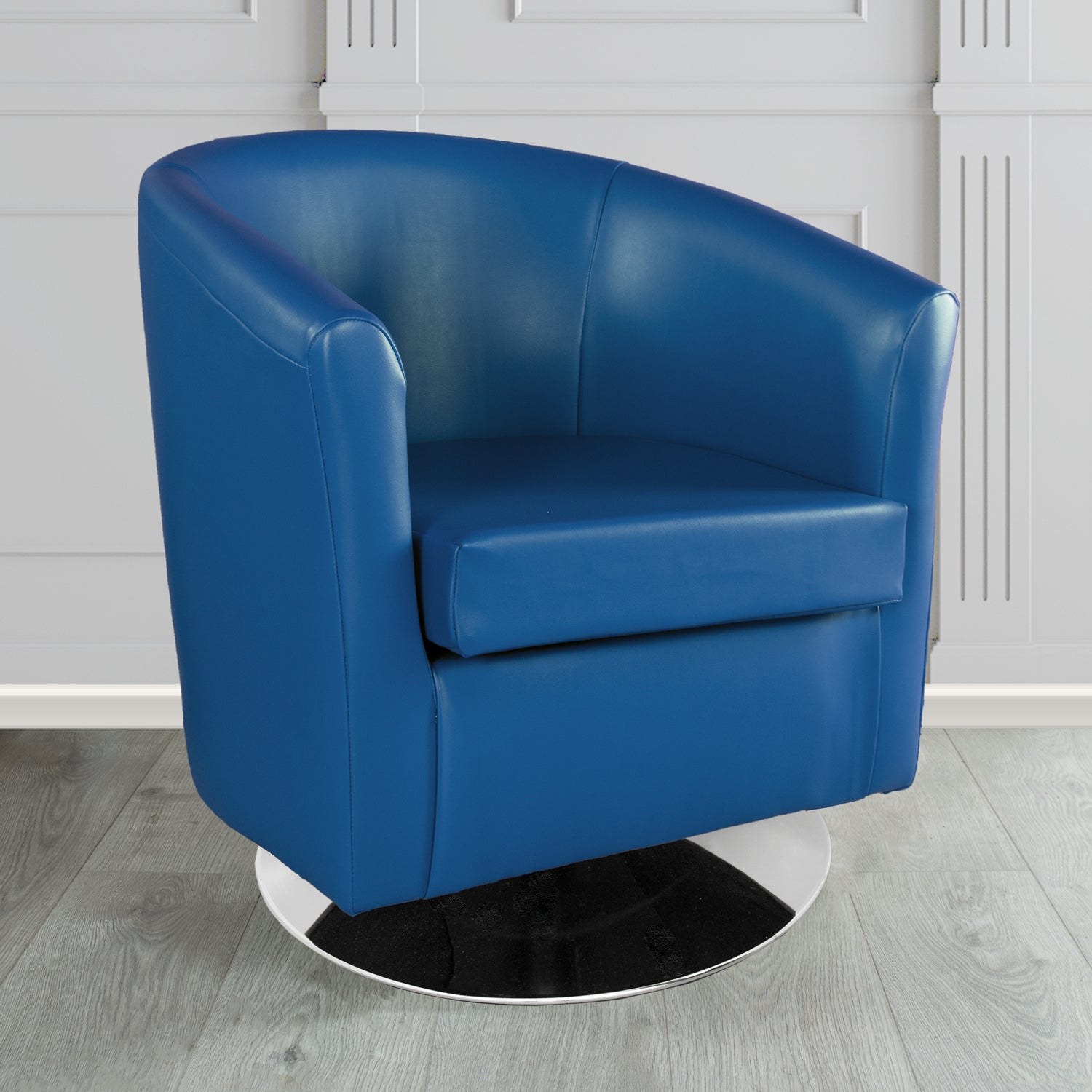 St Tropez Swivel Tub Chair in Chieftain Fabrics Just Colour Crib 5 Faux Leather