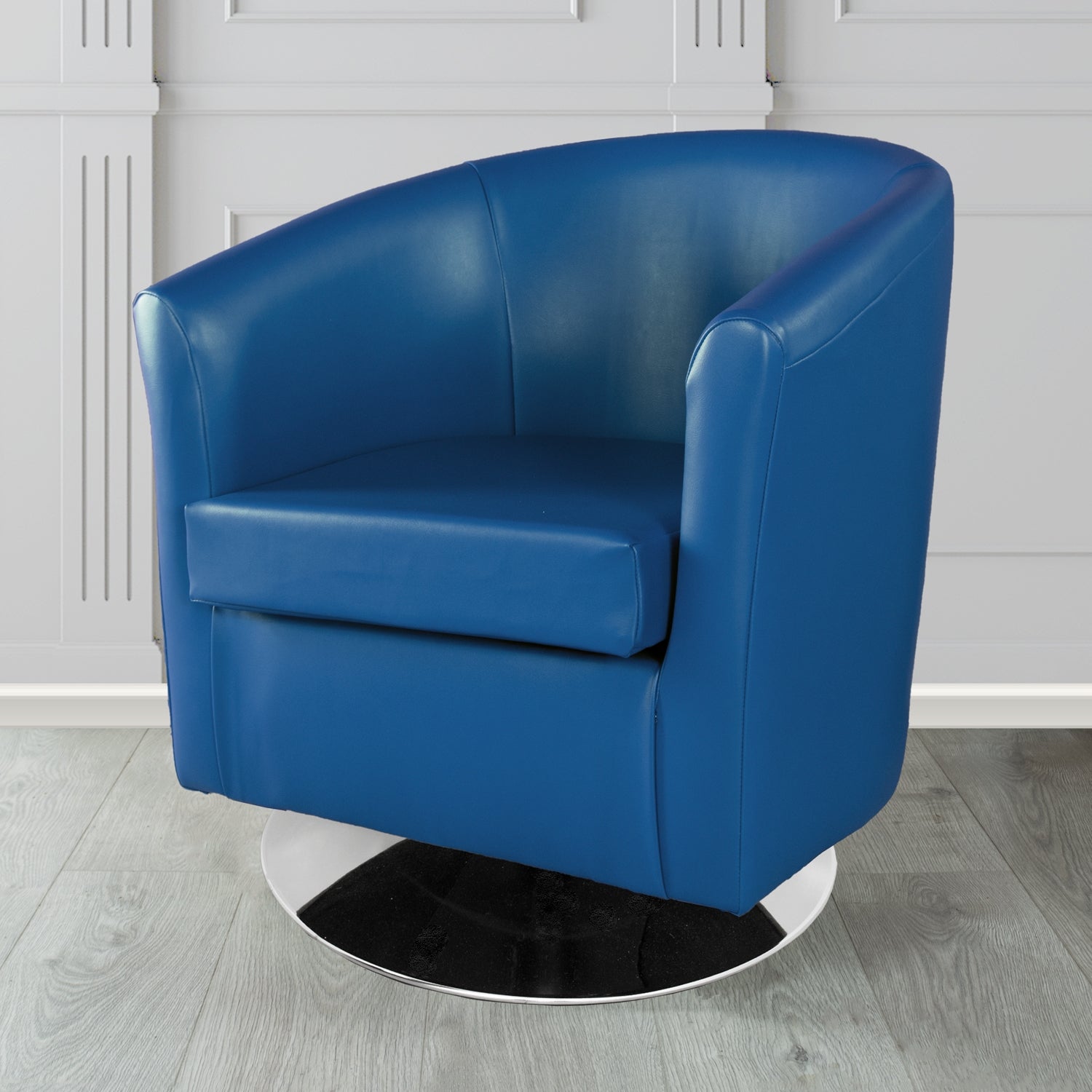St Tropez Swivel Tub Chair in Chieftain Fabrics Just Colour Crib 5 Faux Leather