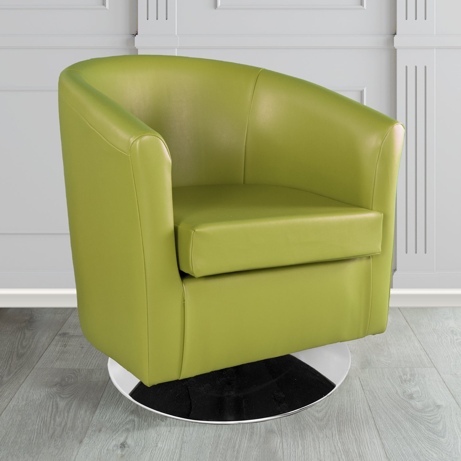 St Tropez Swivel Tub Chair in Chieftain Fabrics Just Colour Crib 5 Faux Leather