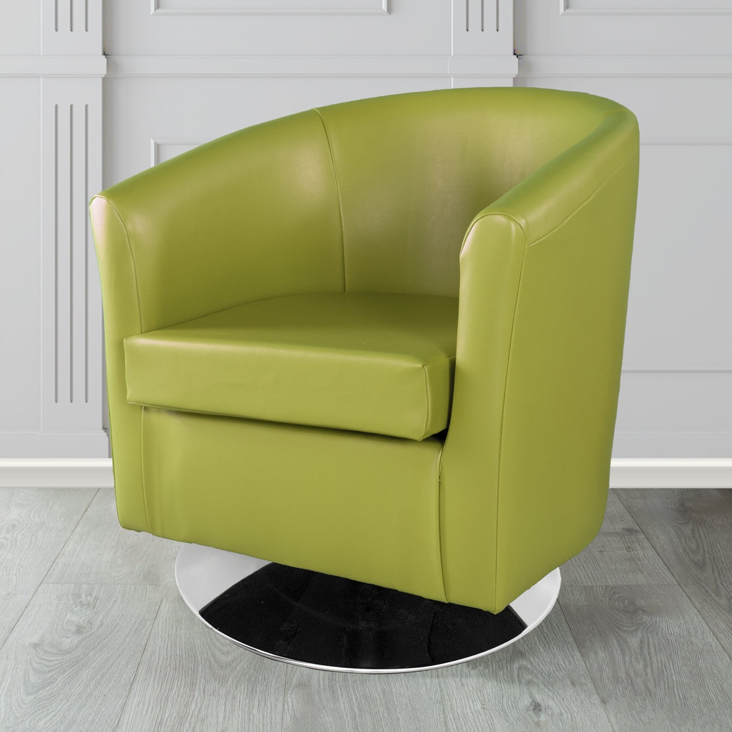 St Tropez Swivel Tub Chair in Chieftain Fabrics Just Colour Crib 5 Faux Leather
