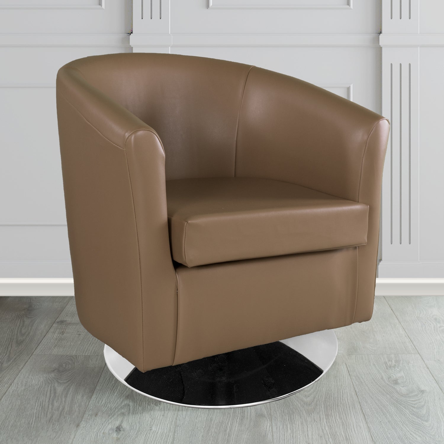St Tropez Swivel Tub Chair in Chieftain Fabrics Just Colour Crib 5 Faux Leather