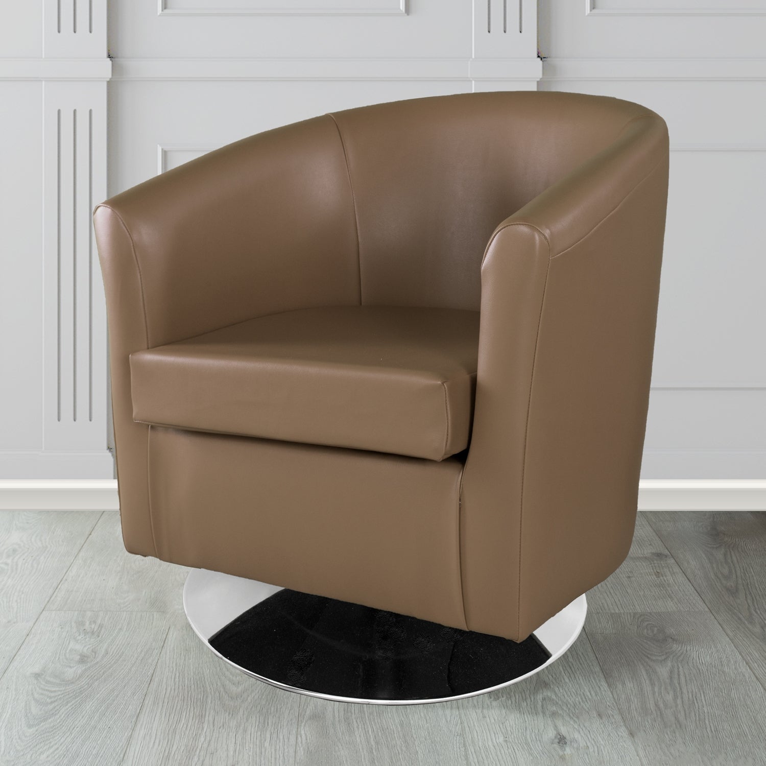 St Tropez Swivel Tub Chair in Chieftain Fabrics Just Colour Crib 5 Faux Leather