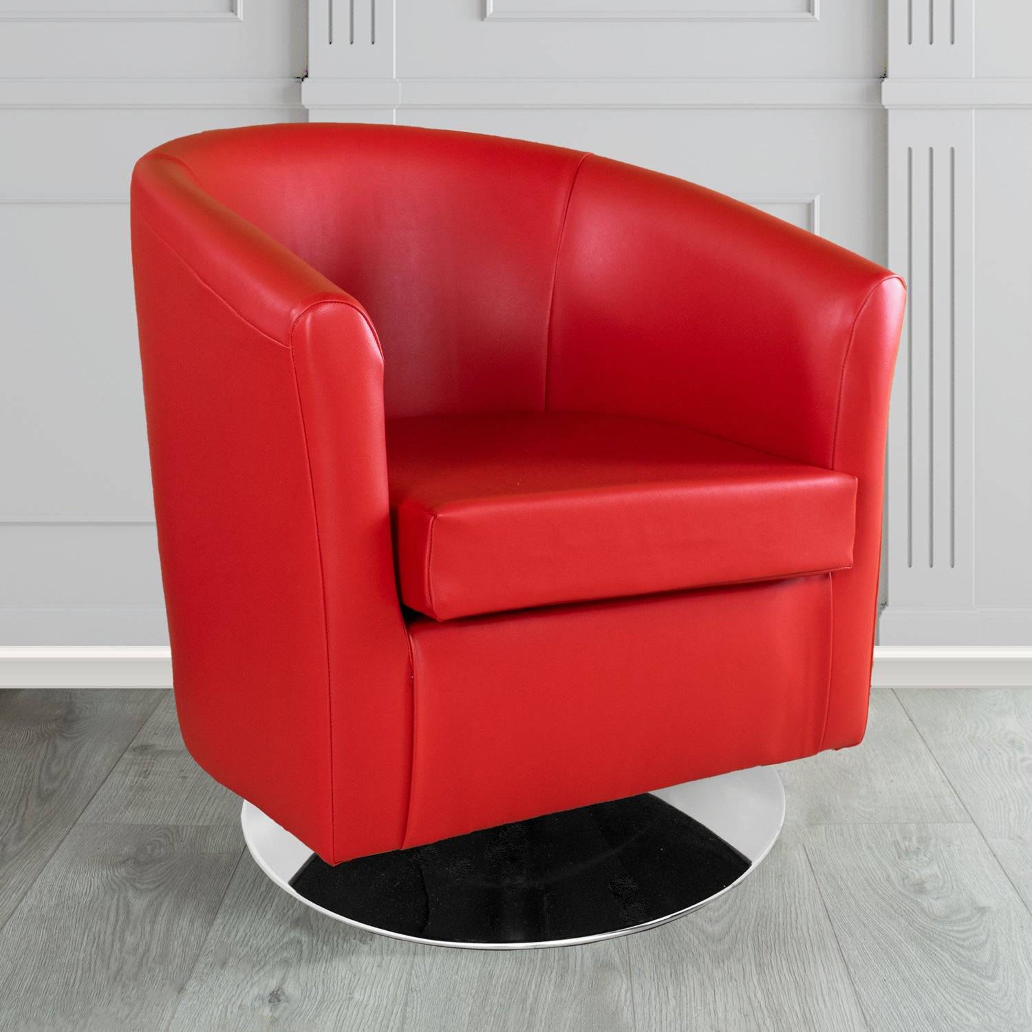 St Tropez Swivel Tub Chair in Chieftain Fabrics Just Colour Crib 5 Faux Leather