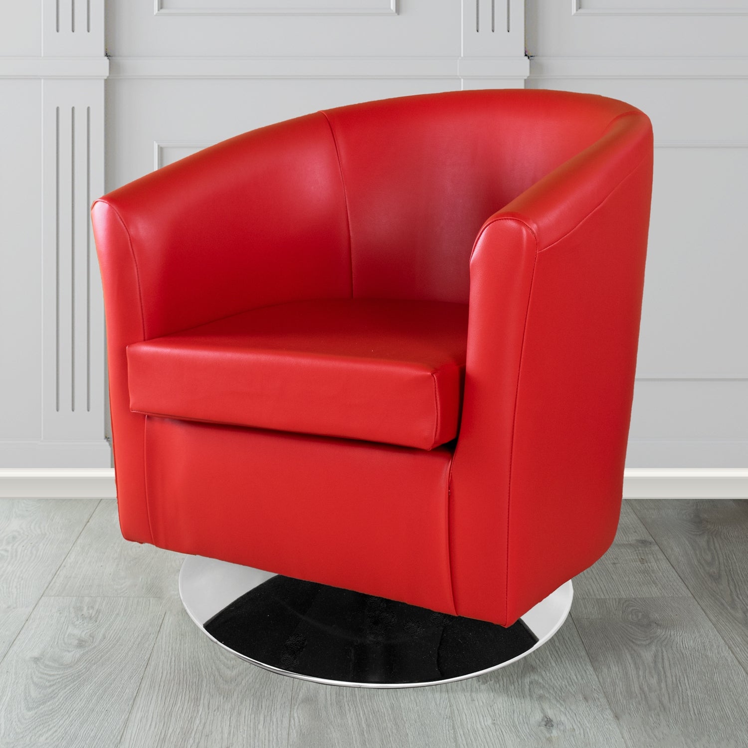 St Tropez Swivel Tub Chair in Chieftain Fabrics Just Colour Crib 5 Faux Leather