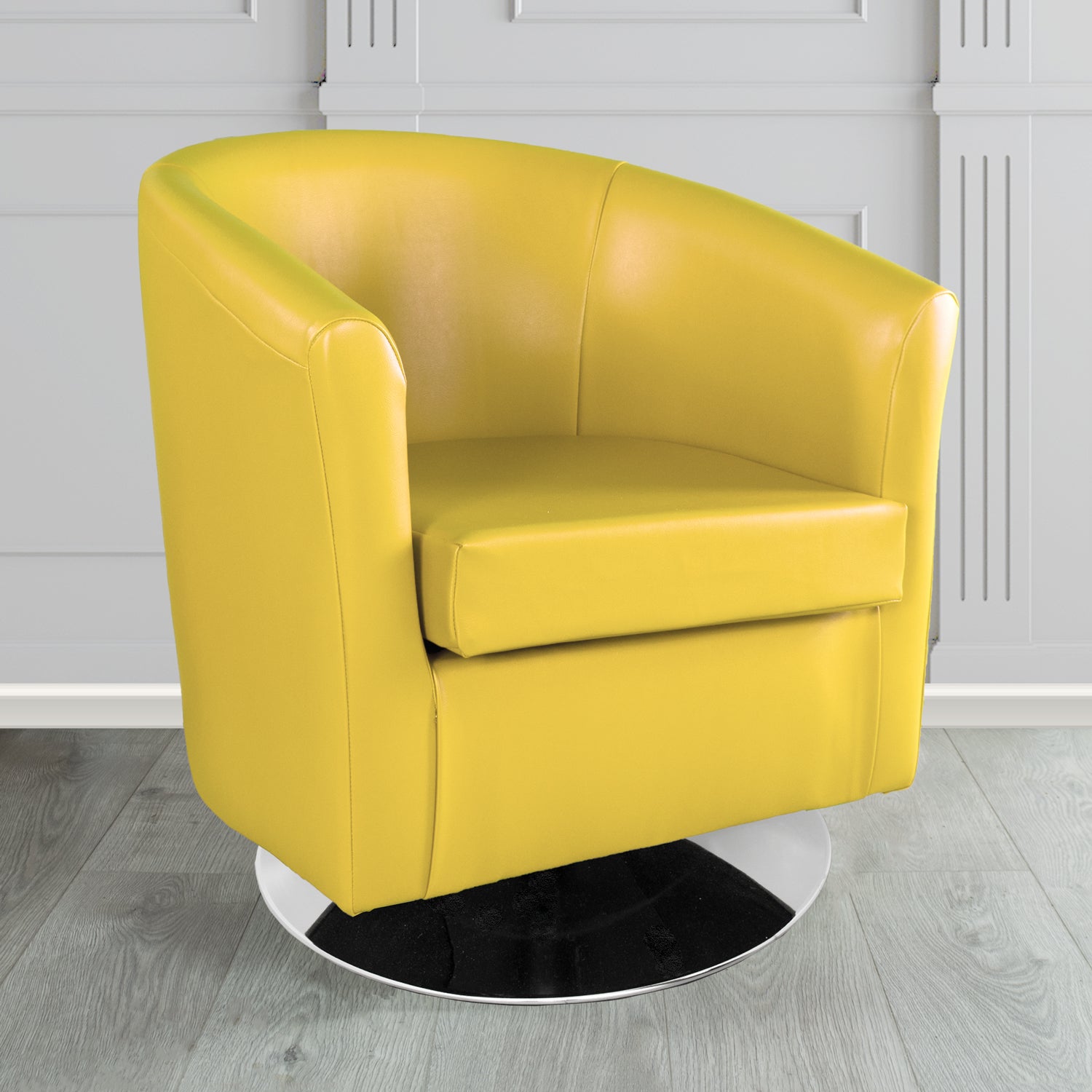 St Tropez Swivel Tub Chair in Chieftain Fabrics Just Colour Crib 5 Faux Leather