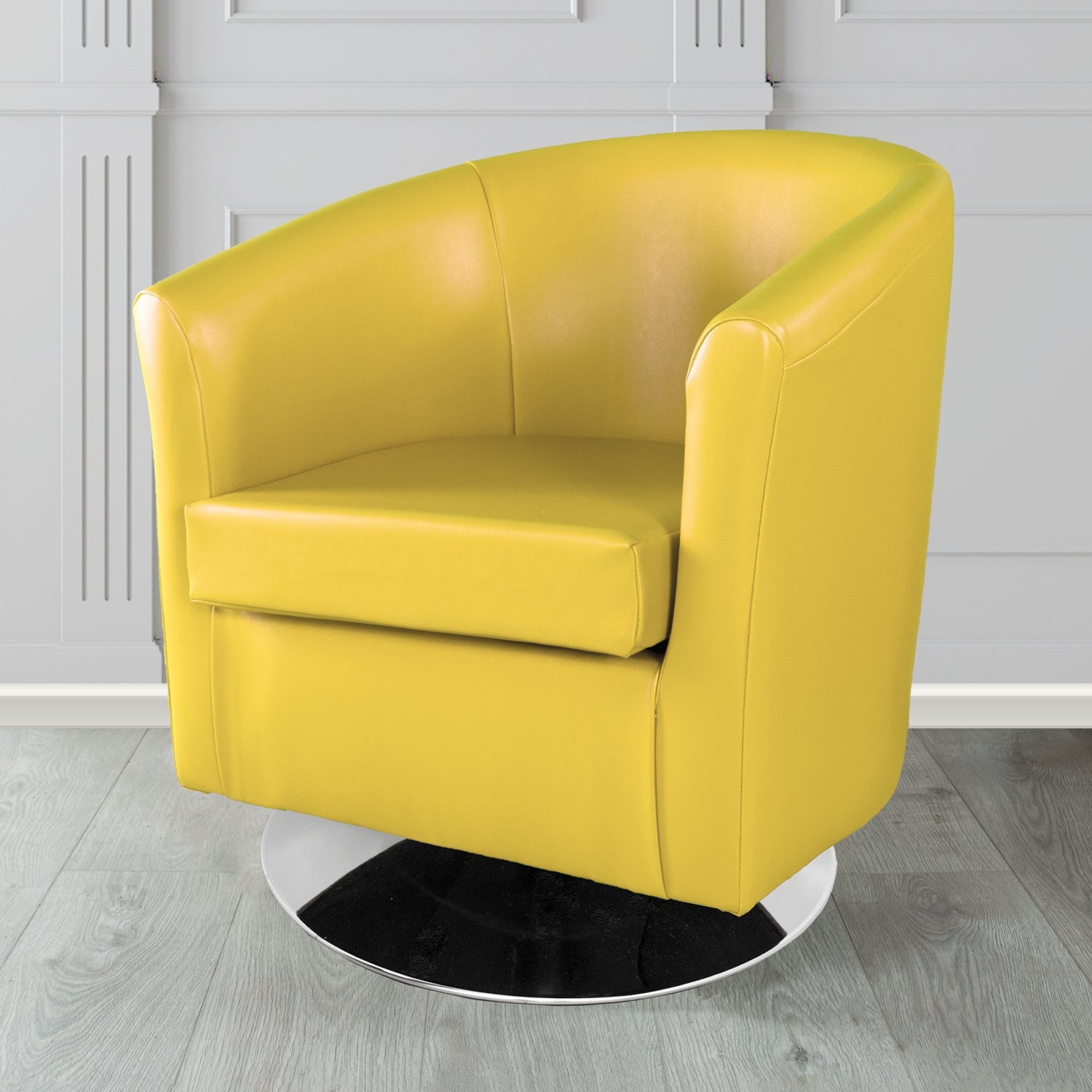 St Tropez Swivel Tub Chair in Chieftain Fabrics Just Colour Crib 5 Faux Leather