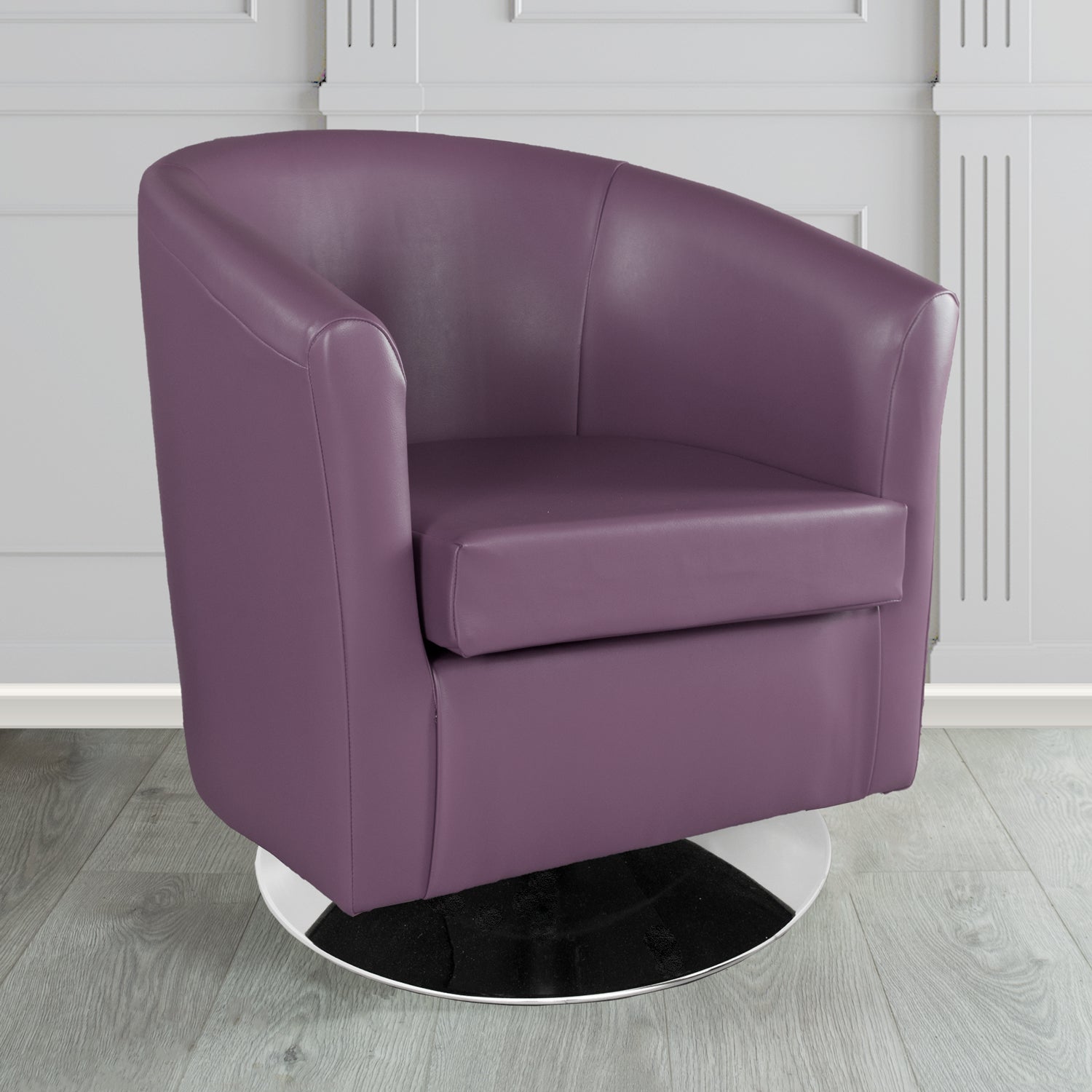 St Tropez Swivel Tub Chair in Chieftain Fabrics Just Colour Crib 5 Faux Leather