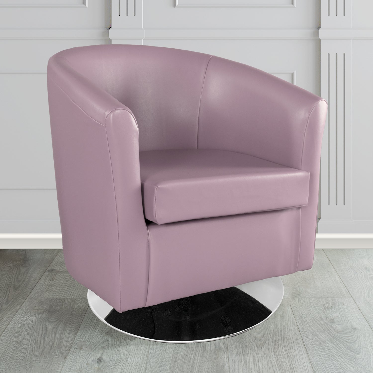 St Tropez Swivel Tub Chair in Chieftain Fabrics Just Colour Crib 5 Faux Leather