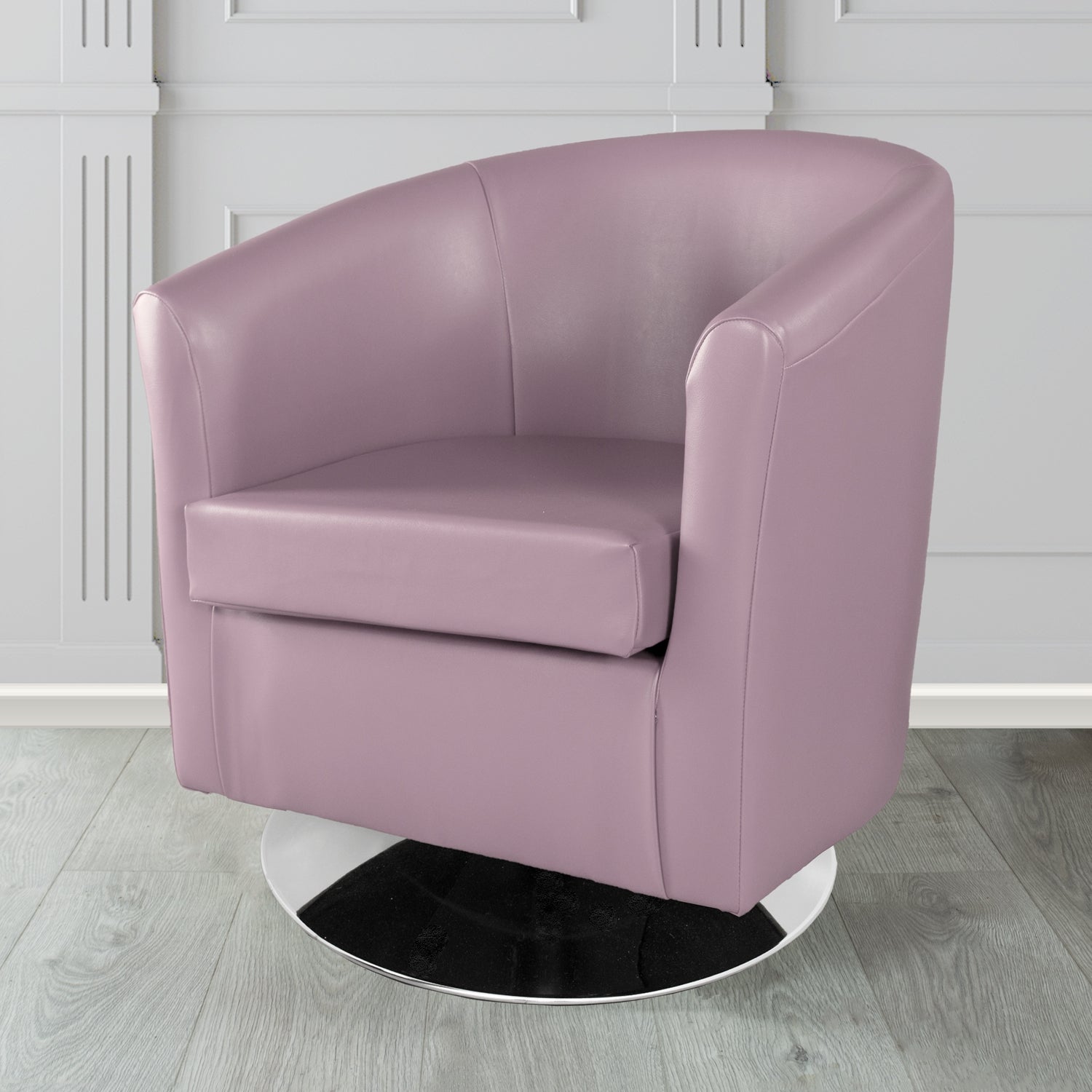 St Tropez Swivel Tub Chair in Chieftain Fabrics Just Colour Crib 5 Faux Leather