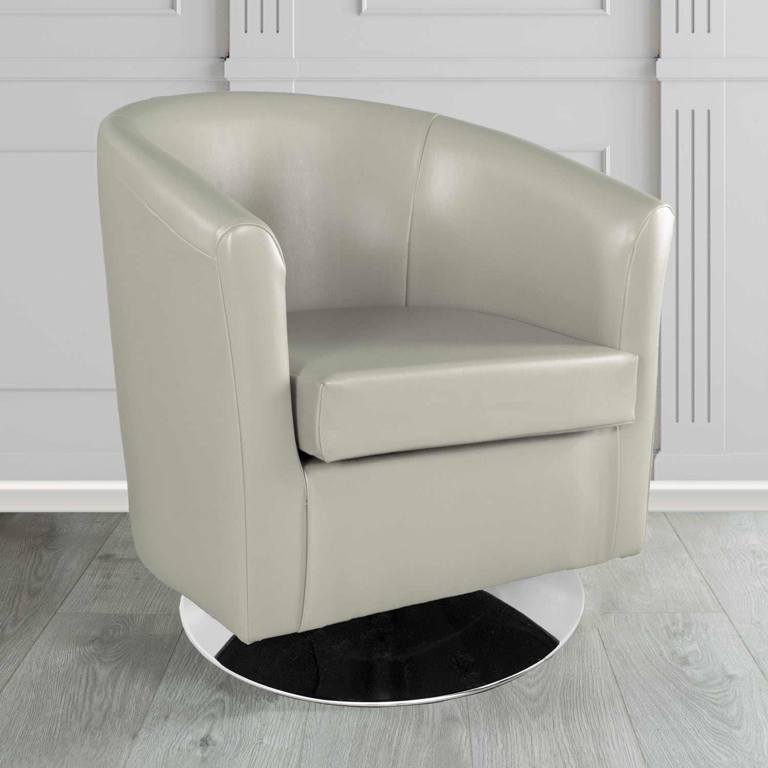 St Tropez Swivel Tub Chair in Chieftain Fabrics Just Colour Crib 5 Faux Leather