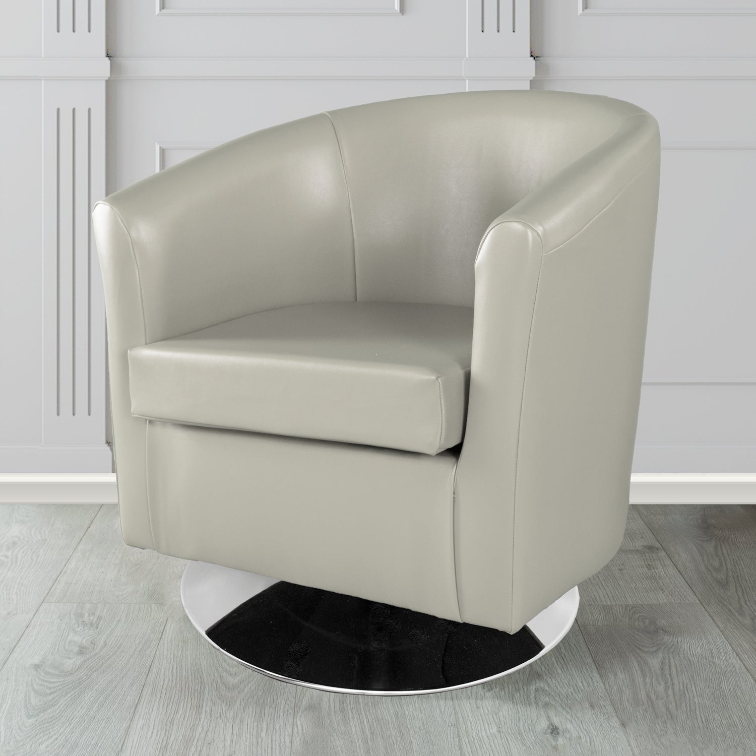 St Tropez Swivel Tub Chair in Chieftain Fabrics Just Colour Crib 5 Faux Leather