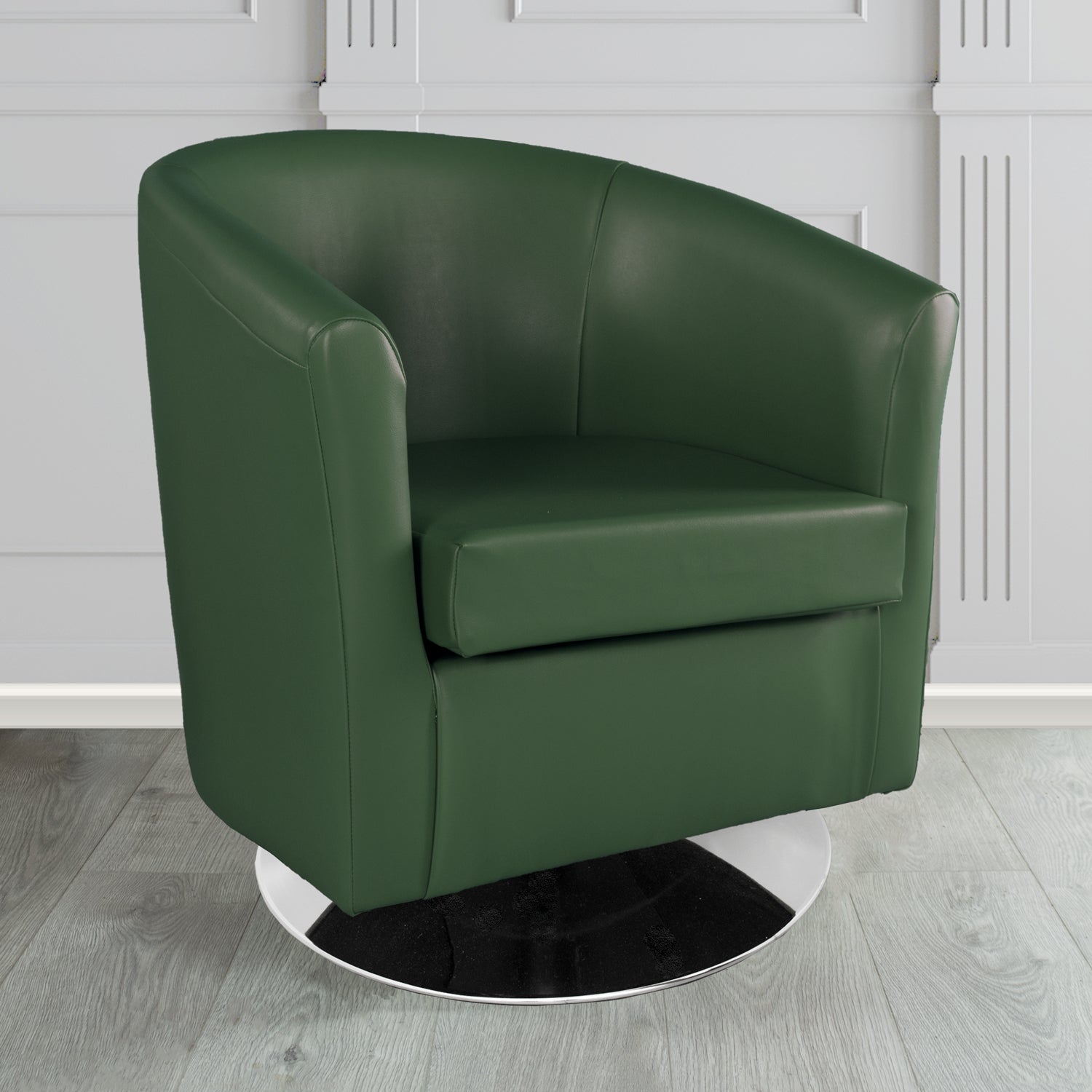 St Tropez Swivel Tub Chair in Chieftain Fabrics Just Colour Crib 5 Faux Leather