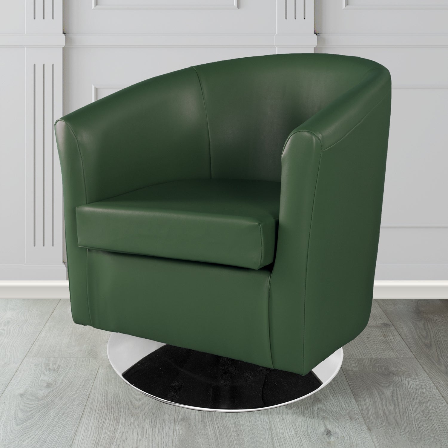 St Tropez Swivel Tub Chair in Chieftain Fabrics Just Colour Crib 5 Faux Leather