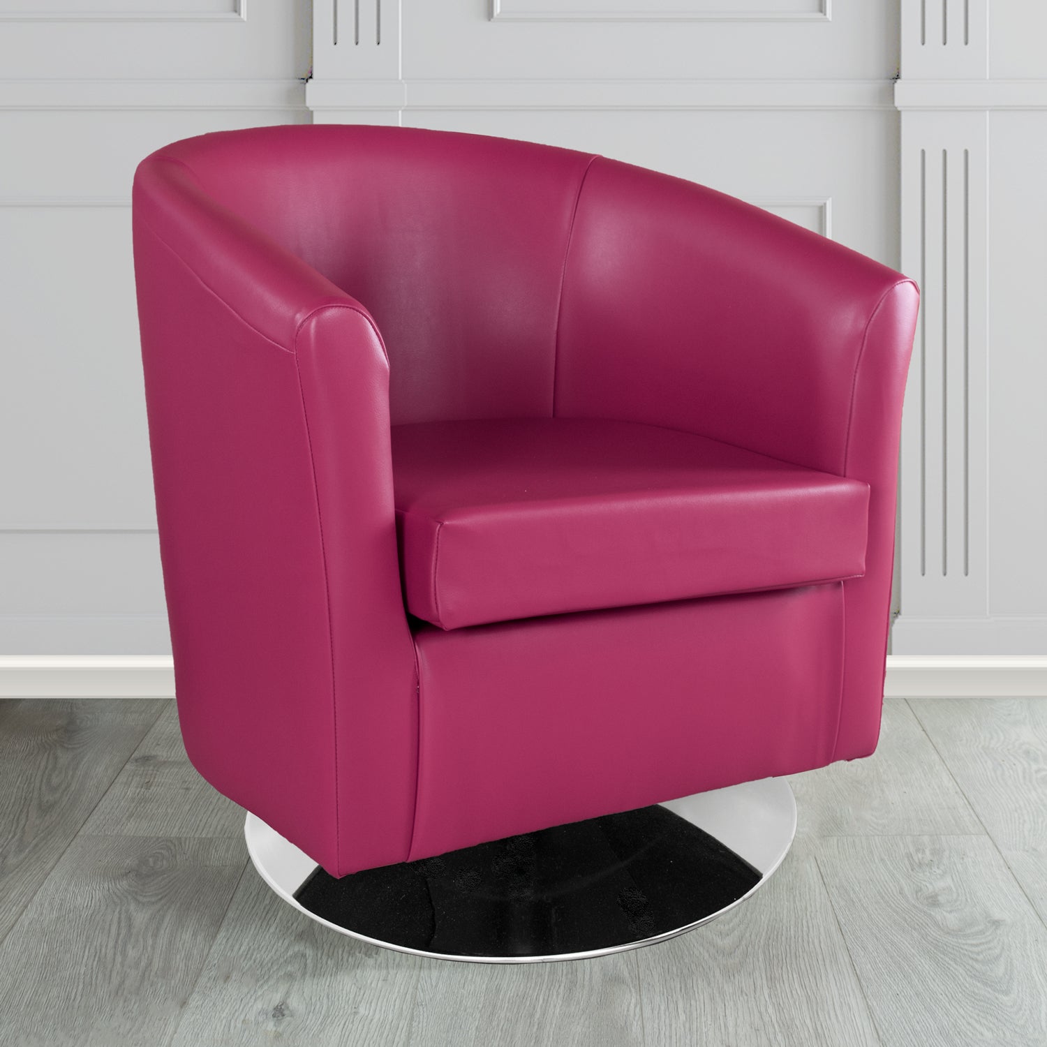 St Tropez Swivel Tub Chair in Chieftain Fabrics Just Colour Crib 5 Faux Leather