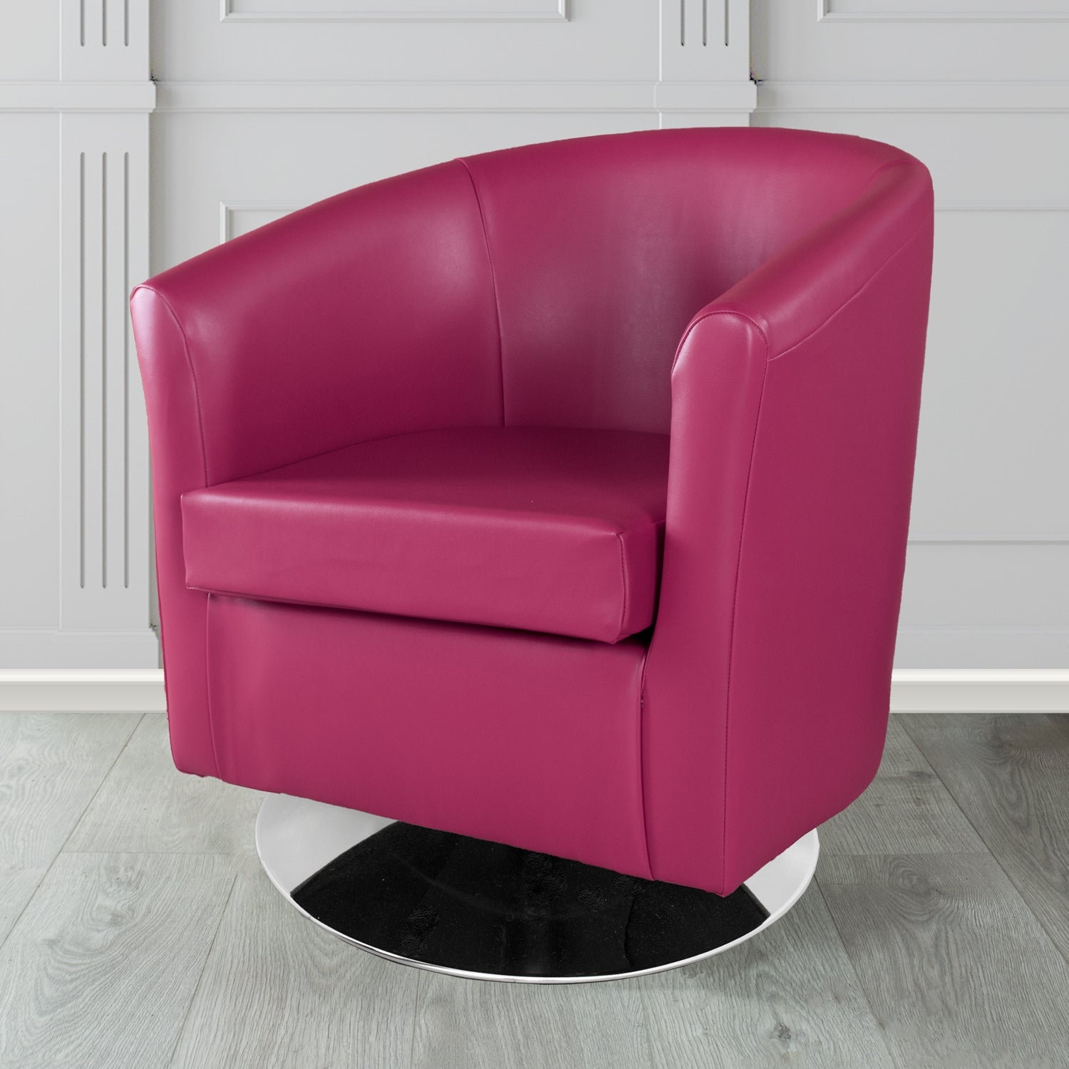 St Tropez Swivel Tub Chair in Chieftain Fabrics Just Colour Crib 5 Faux Leather