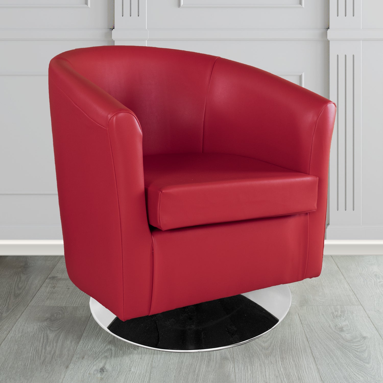 St Tropez Swivel Tub Chair in Chieftain Fabrics Just Colour Crib 5 Faux Leather