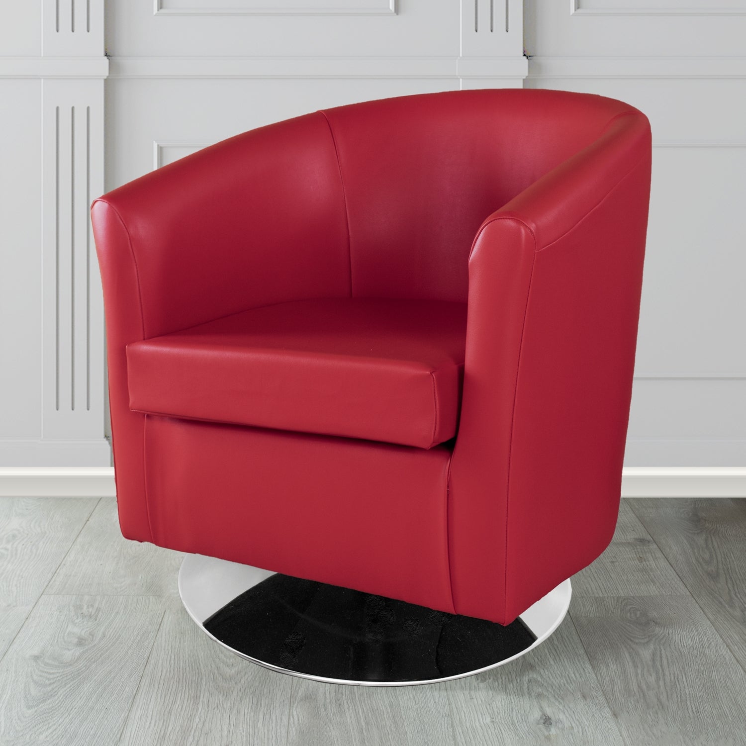 St Tropez Swivel Tub Chair in Chieftain Fabrics Just Colour Crib 5 Faux Leather