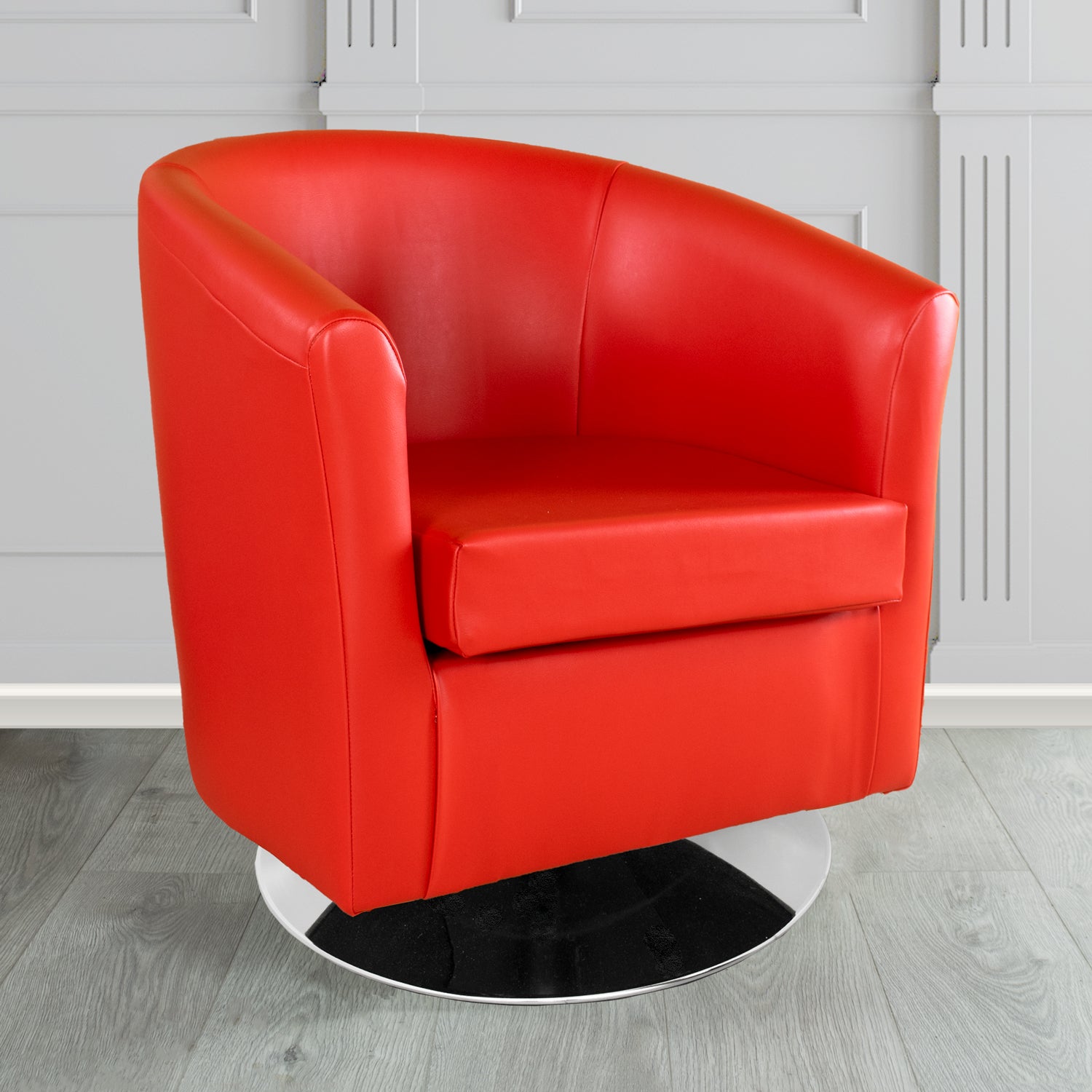St Tropez Swivel Tub Chair in Chieftain Fabrics Just Colour Crib 5 Faux Leather