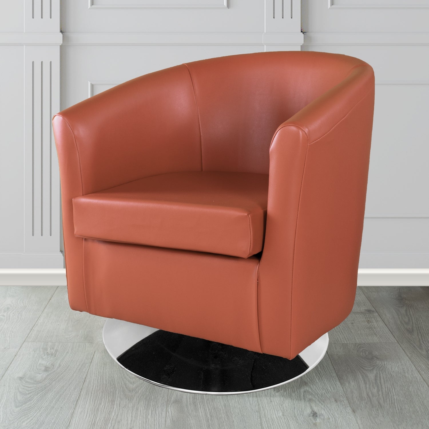 St Tropez Swivel Tub Chair in Chieftain Fabrics Just Colour Crib 5 Faux Leather