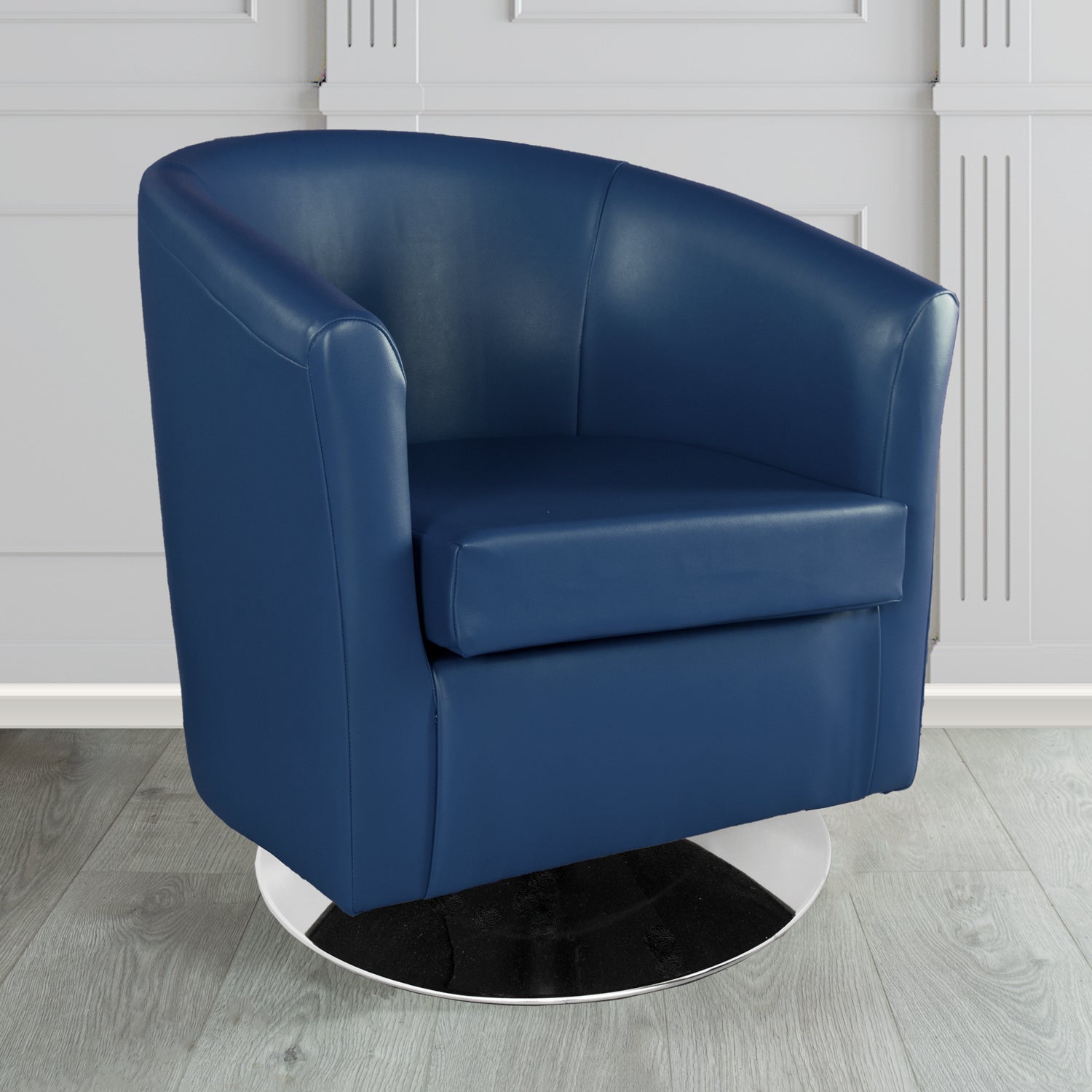 St Tropez Swivel Tub Chair in Chieftain Fabrics Just Colour Crib 5 Faux Leather
