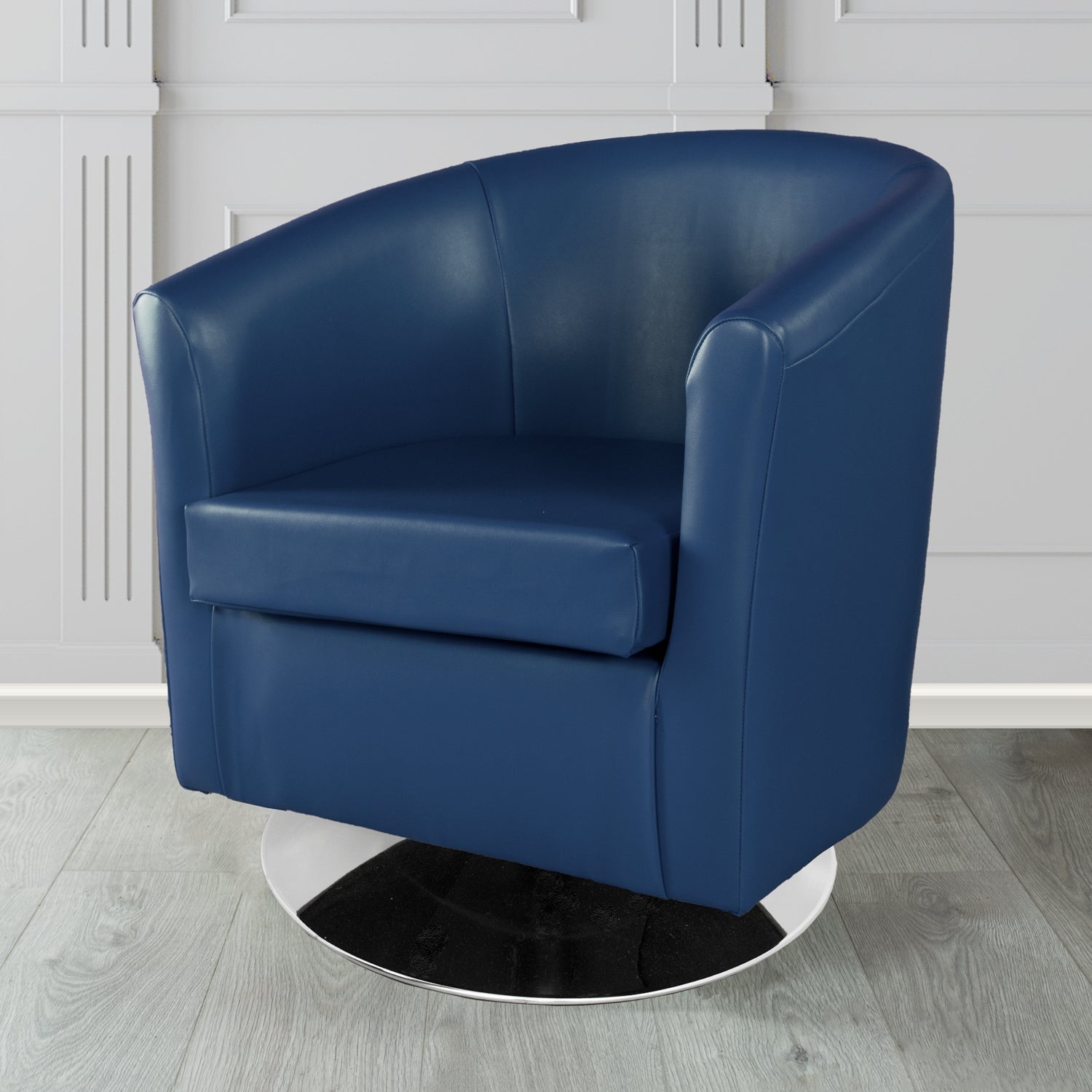St Tropez Swivel Tub Chair in Chieftain Fabrics Just Colour Crib 5 Faux Leather