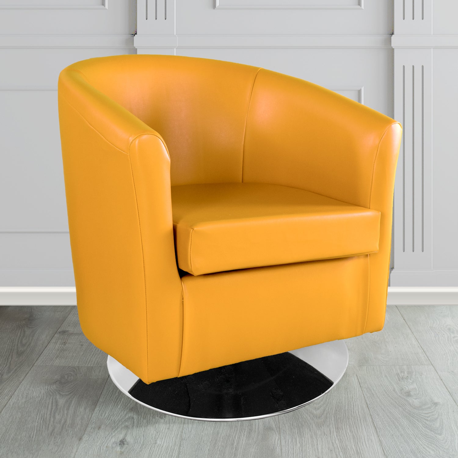 St Tropez Swivel Tub Chair in Chieftain Fabrics Just Colour Crib 5 Faux Leather