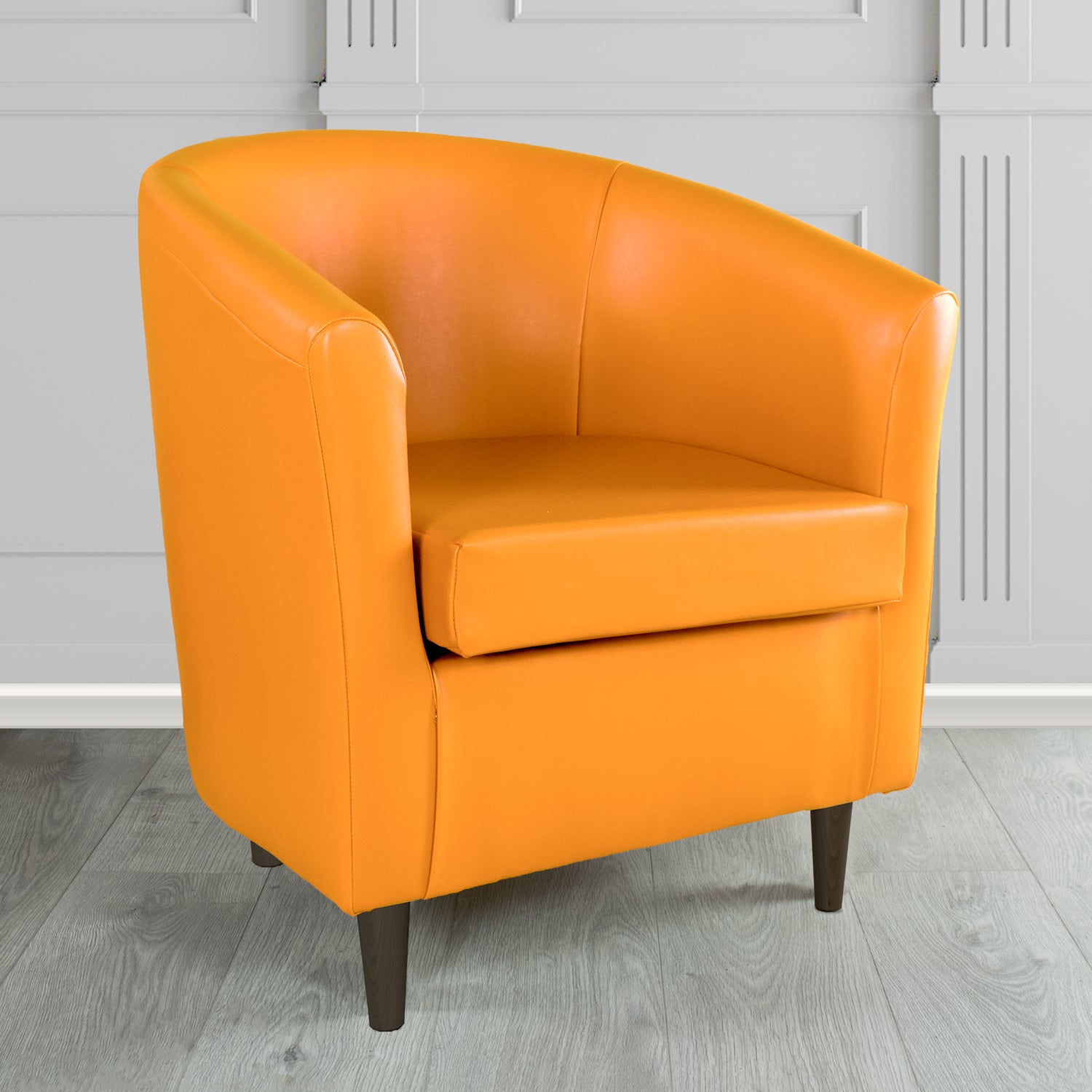 St Tropez Tub Chair in Just Colour Crib 5 Faux Leather with Dark Wood Legs