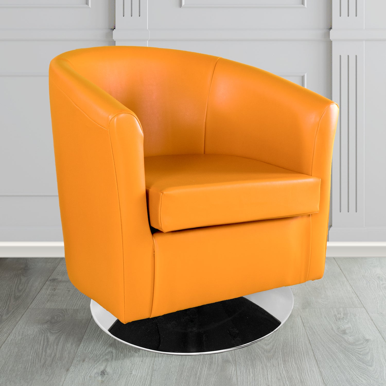 St Tropez Swivel Tub Chair in Chieftain Fabrics Just Colour Crib 5 Faux Leather