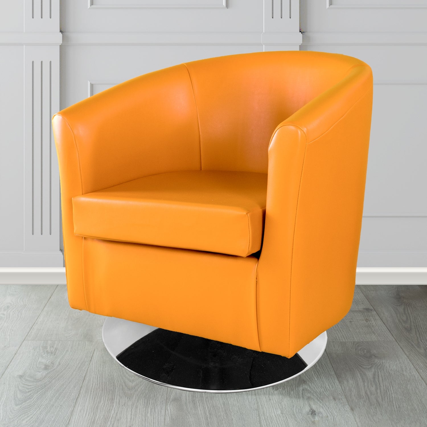 St Tropez Swivel Tub Chair in Chieftain Fabrics Just Colour Crib 5 Faux Leather