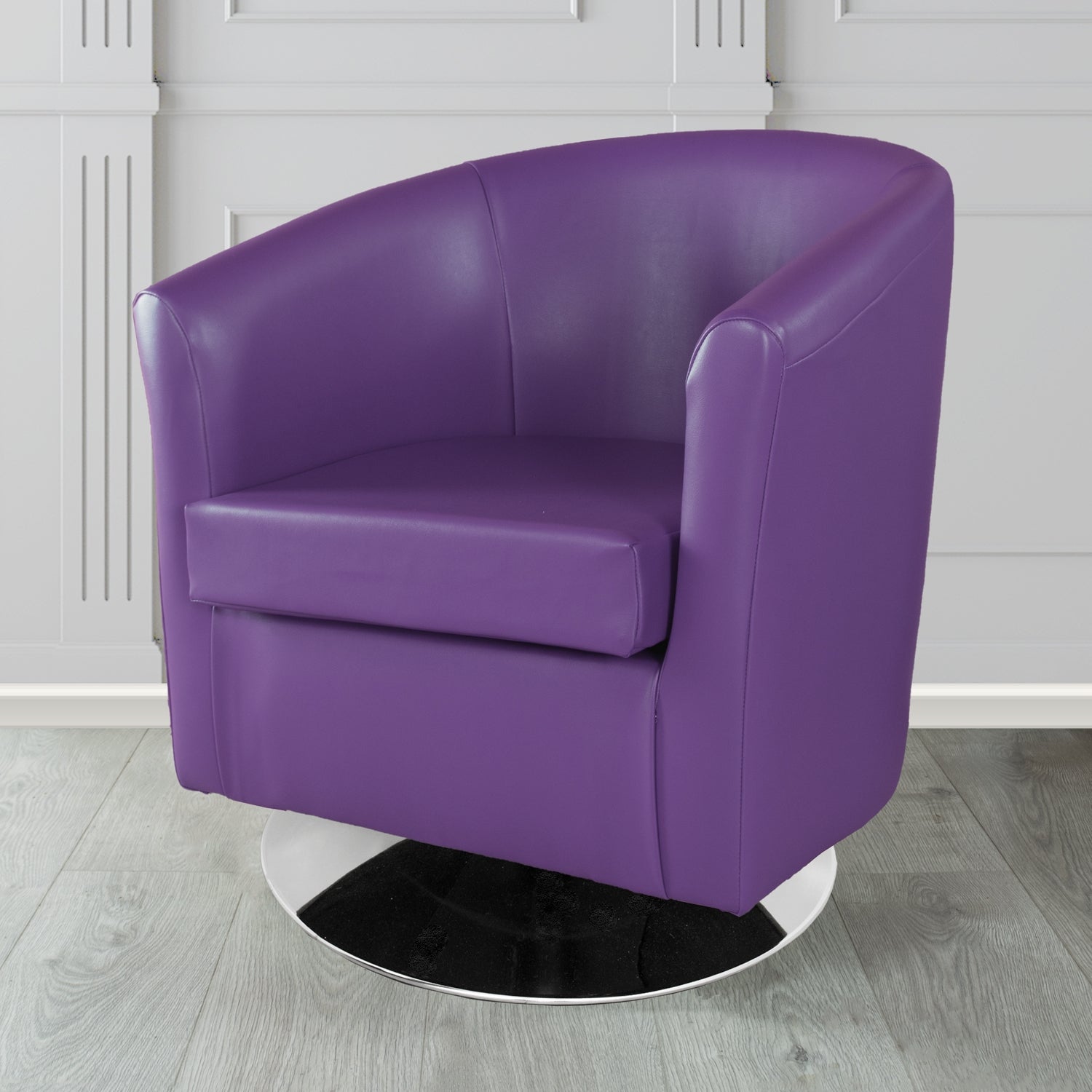St Tropez Swivel Tub Chair in Chieftain Fabrics Just Colour Crib 5 Faux Leather