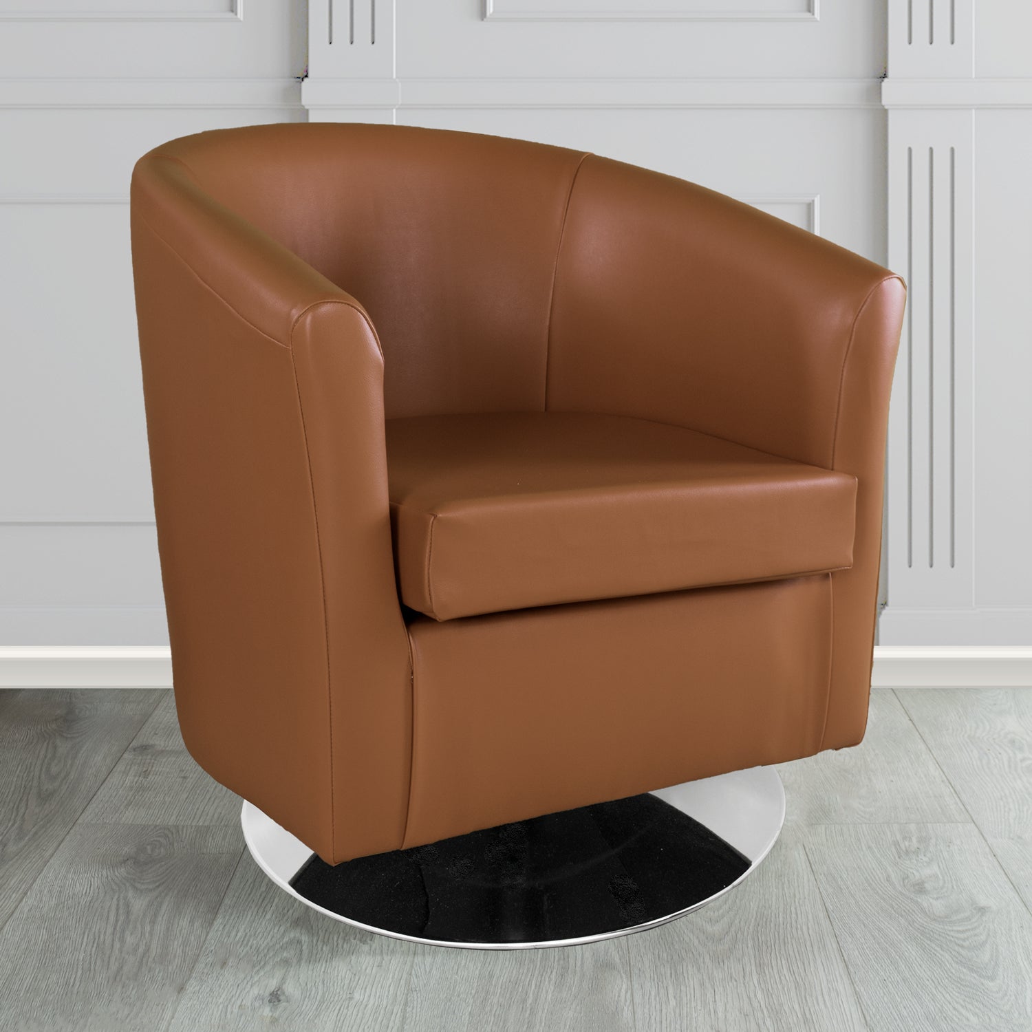 St Tropez Swivel Tub Chair in Chieftain Fabrics Just Colour Crib 5 Faux Leather