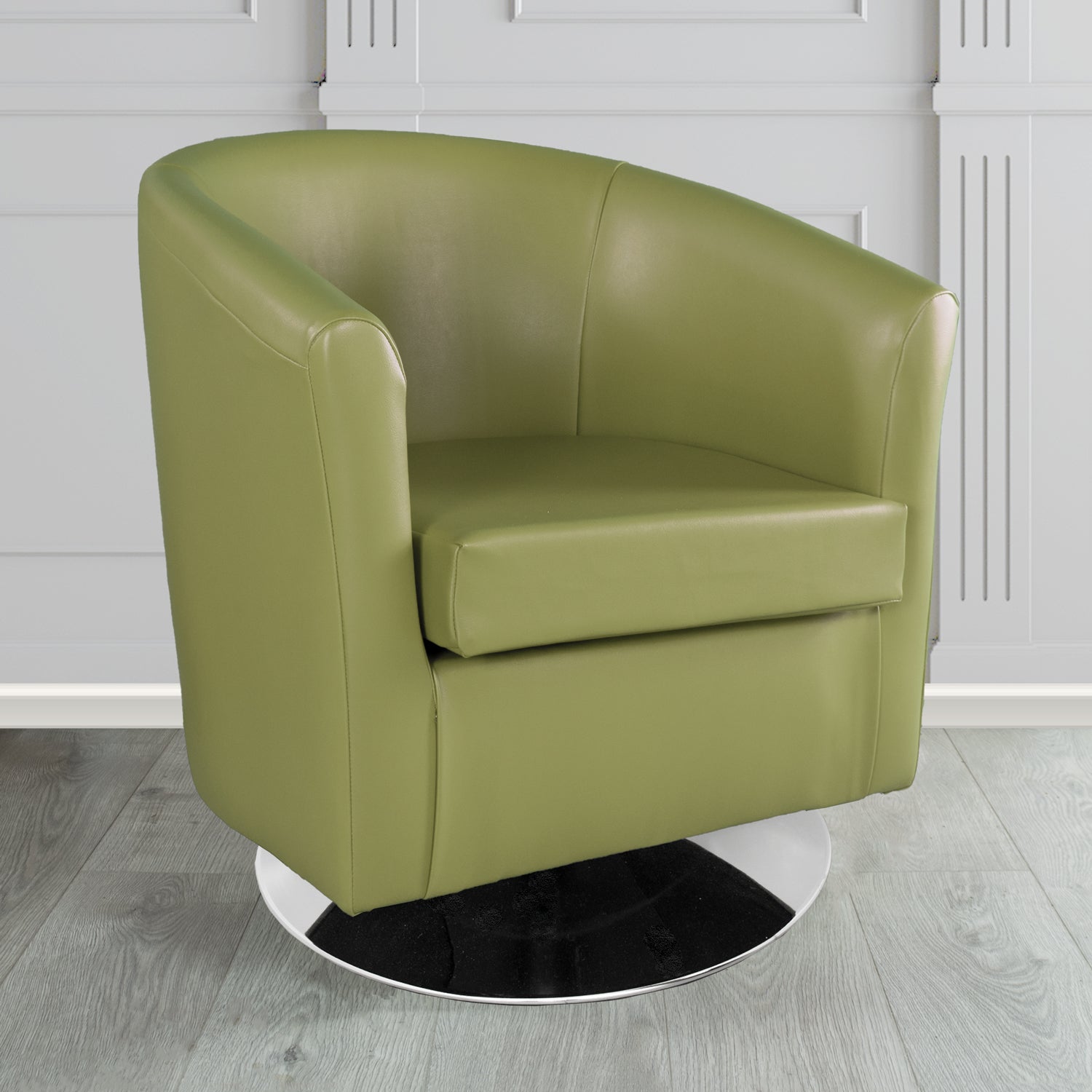 St Tropez Swivel Tub Chair in Chieftain Fabrics Just Colour Crib 5 Faux Leather