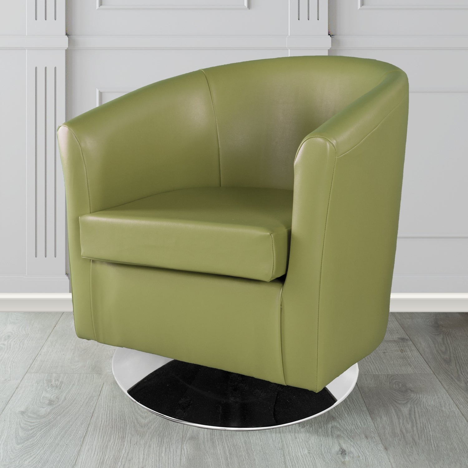 St Tropez Swivel Tub Chair in Chieftain Fabrics Just Colour Crib 5 Faux Leather