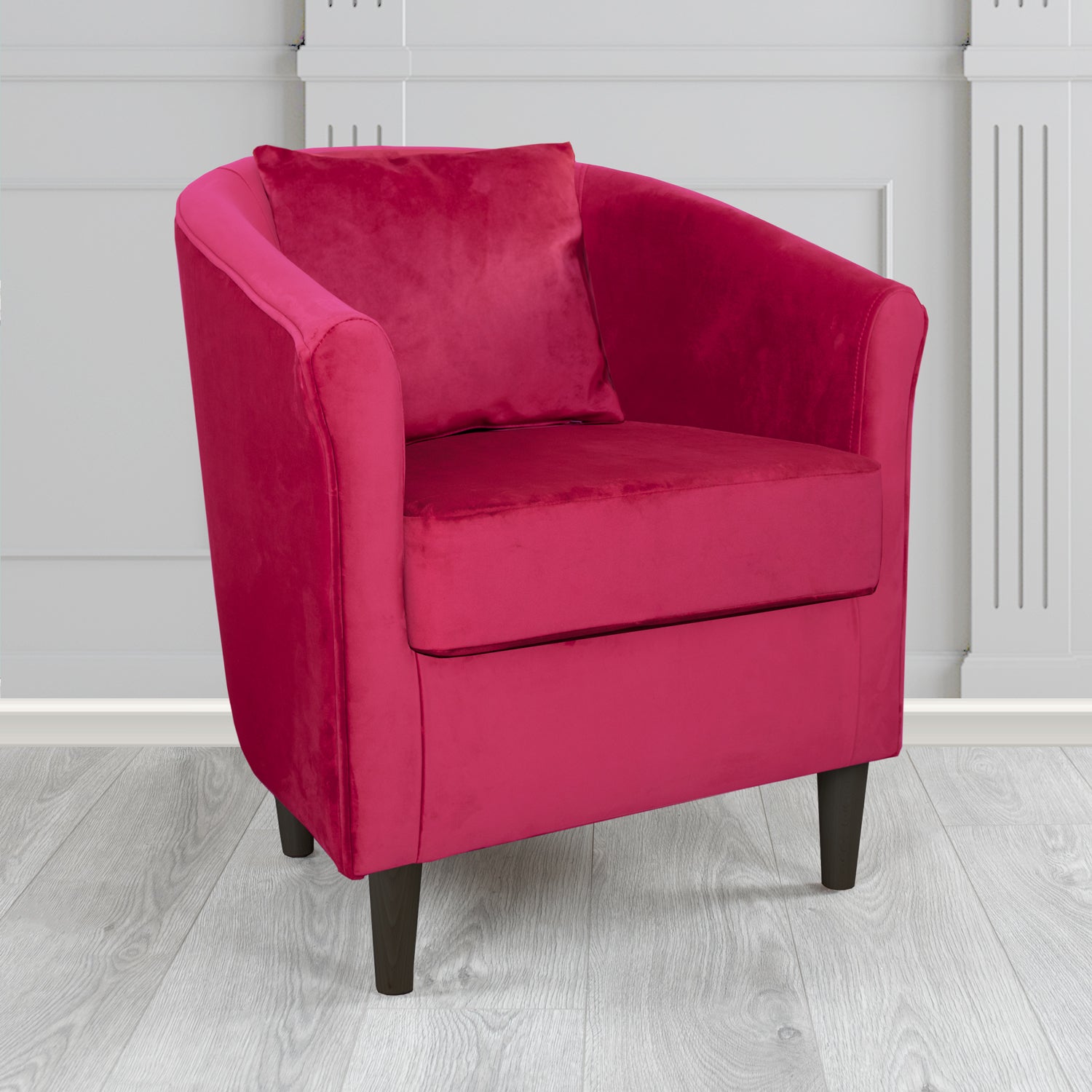 Express St Tropez Monaco Boysenberry Plush Velvet Fabric Tub Chair with Scatter Cushion (6604832538666)